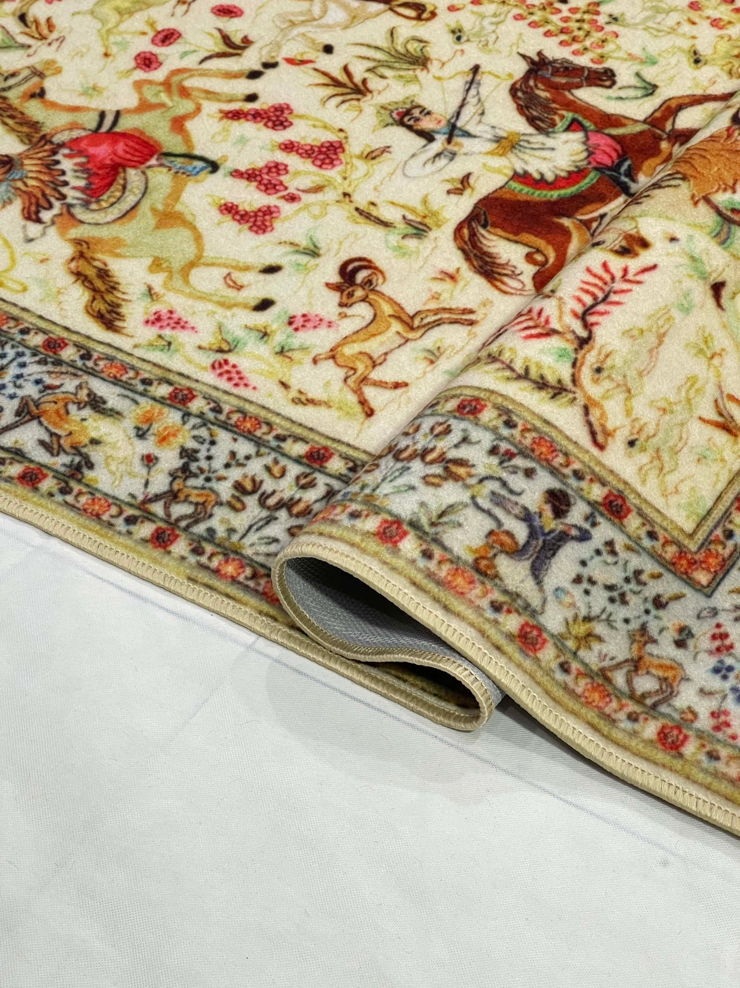 TPR Non Woven Rug. Article-06-Cream , Multi