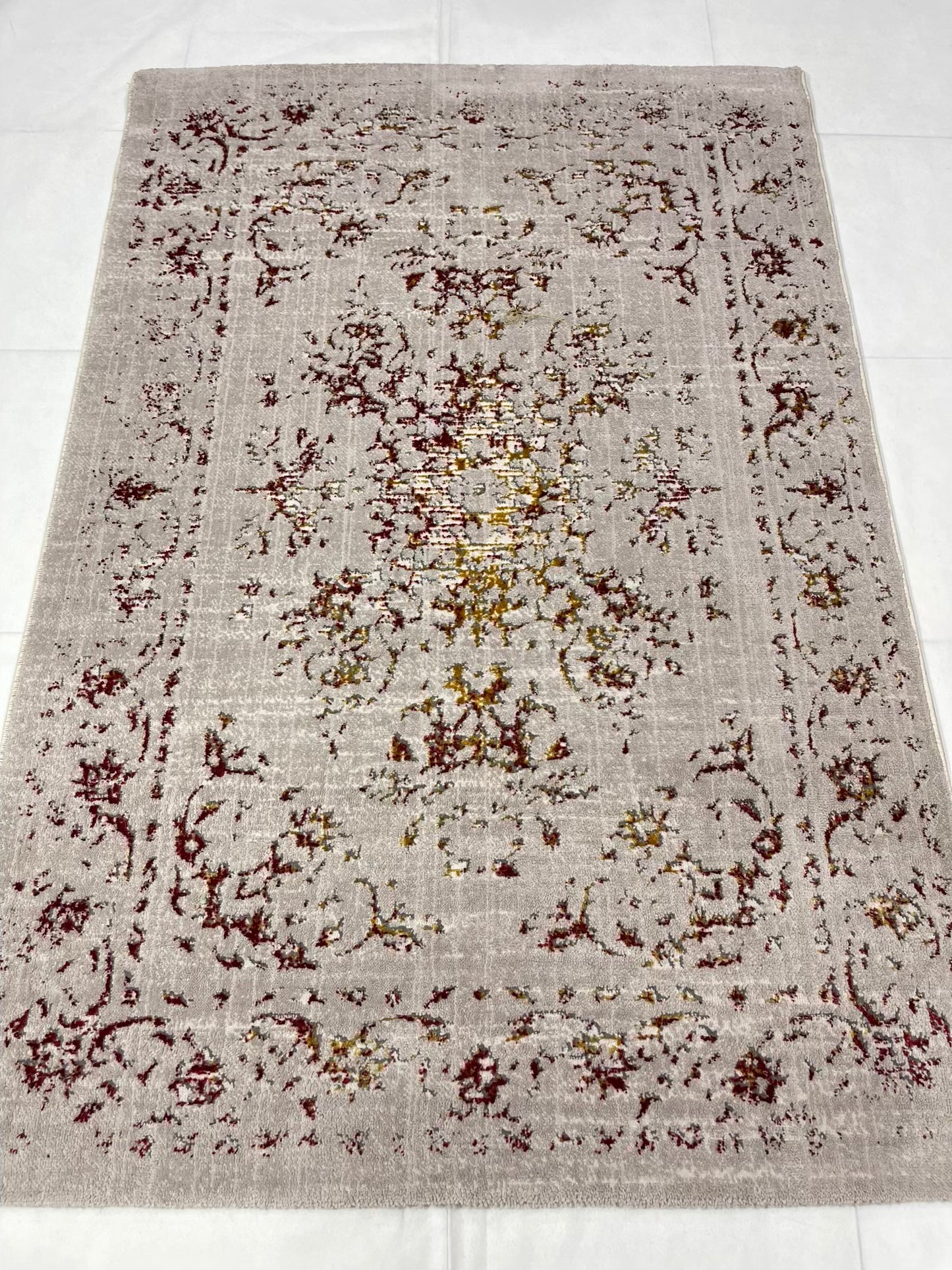 Irani viscose Rug , Woven Back Article-306-Red Size : 3 ft width x 5 ft length (100 cm x 150cm)