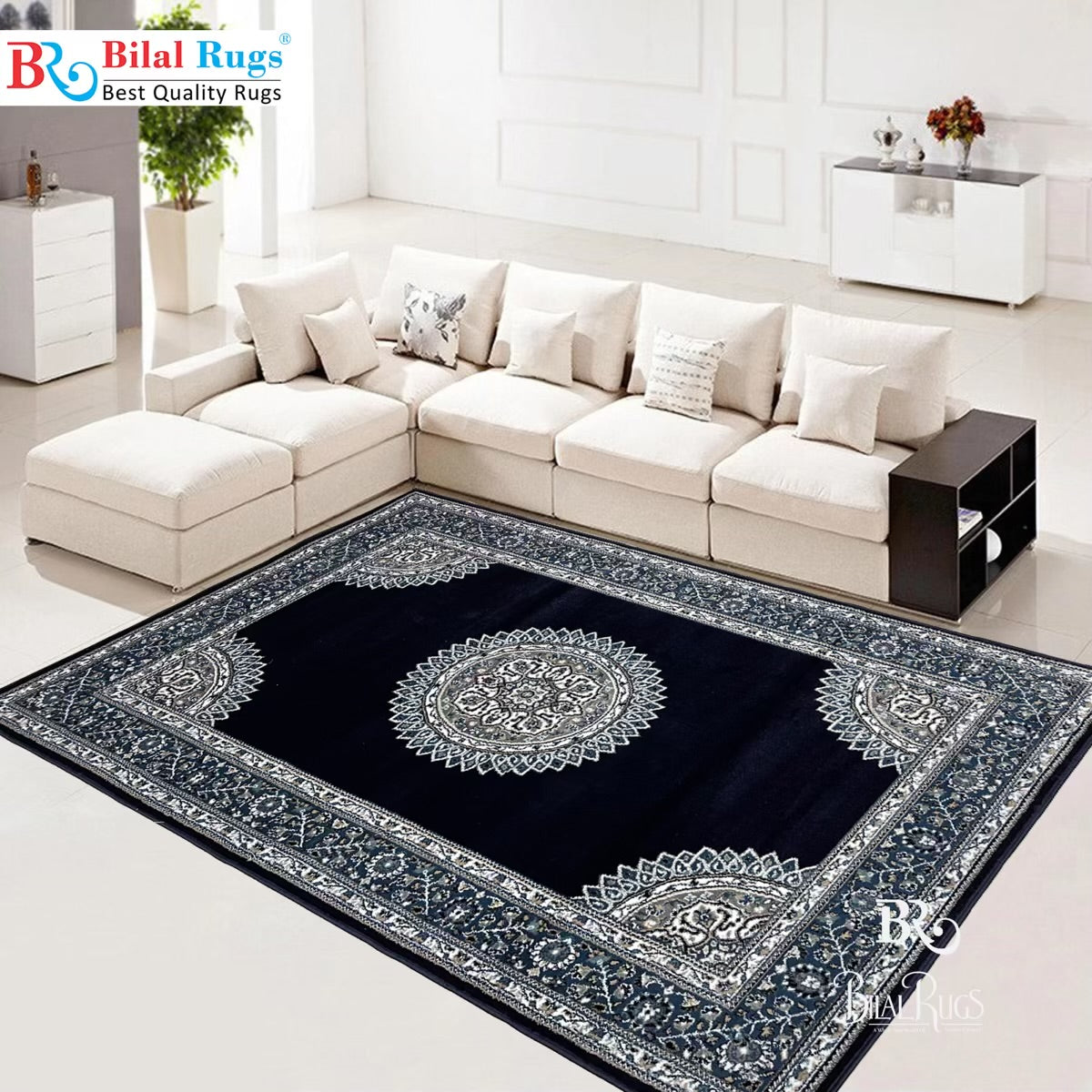 Persian Polypropylene Rug,back woven(Article-27-Blue)
Size : 5ft width x 7.3ft length (150cm x 220cm)