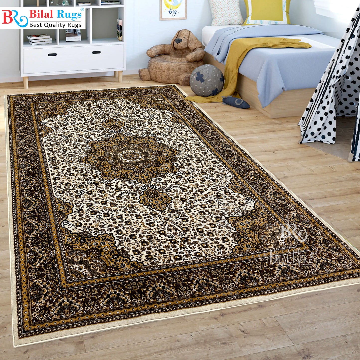 Persian polypropylene Rug,back woven(Article-04-Off white)