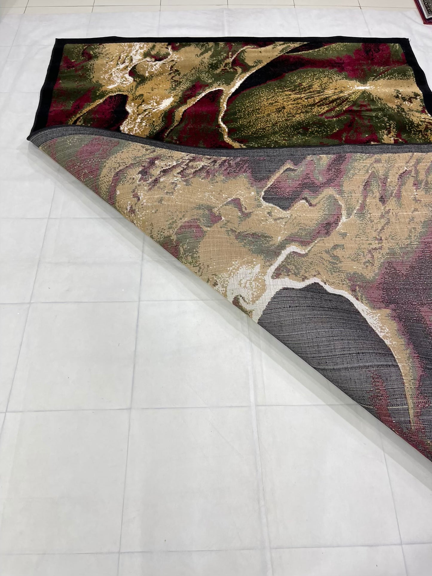 Modern polypropylene Rug,back woven(Article-370-Black , Multi )