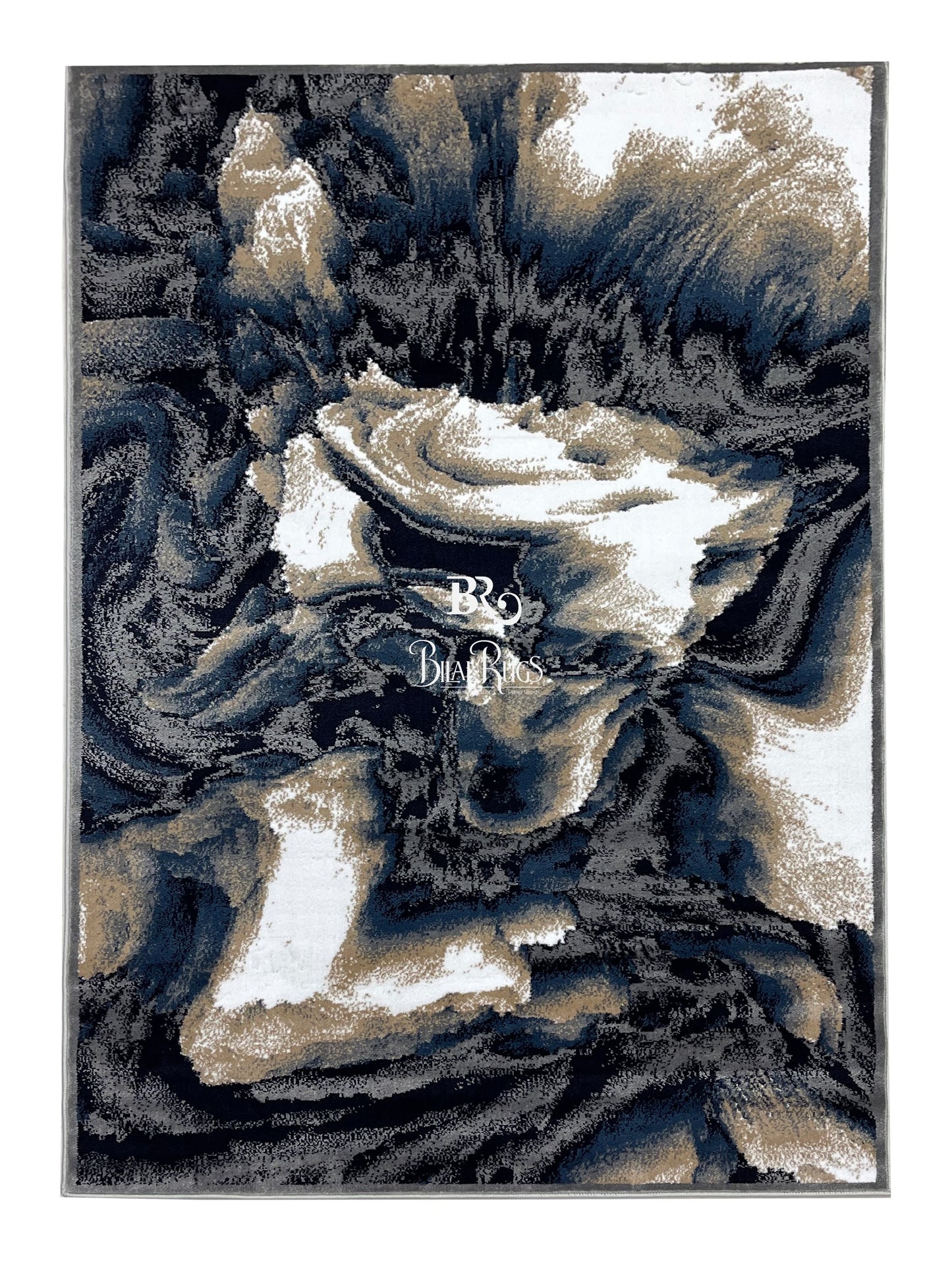 Modern polypropylene Rug,back woven(Article-6774-Grey ) Size : 5ft width  x 7.3ft length (150cm x 220cm)