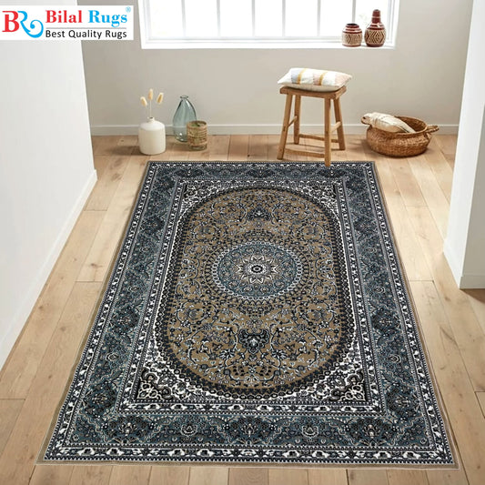 Persian polypropylene Rug,back woven(Article-22-mink , blue)
Size : 6.6 ft width x 9.6 ft length (200cm x 290cm)