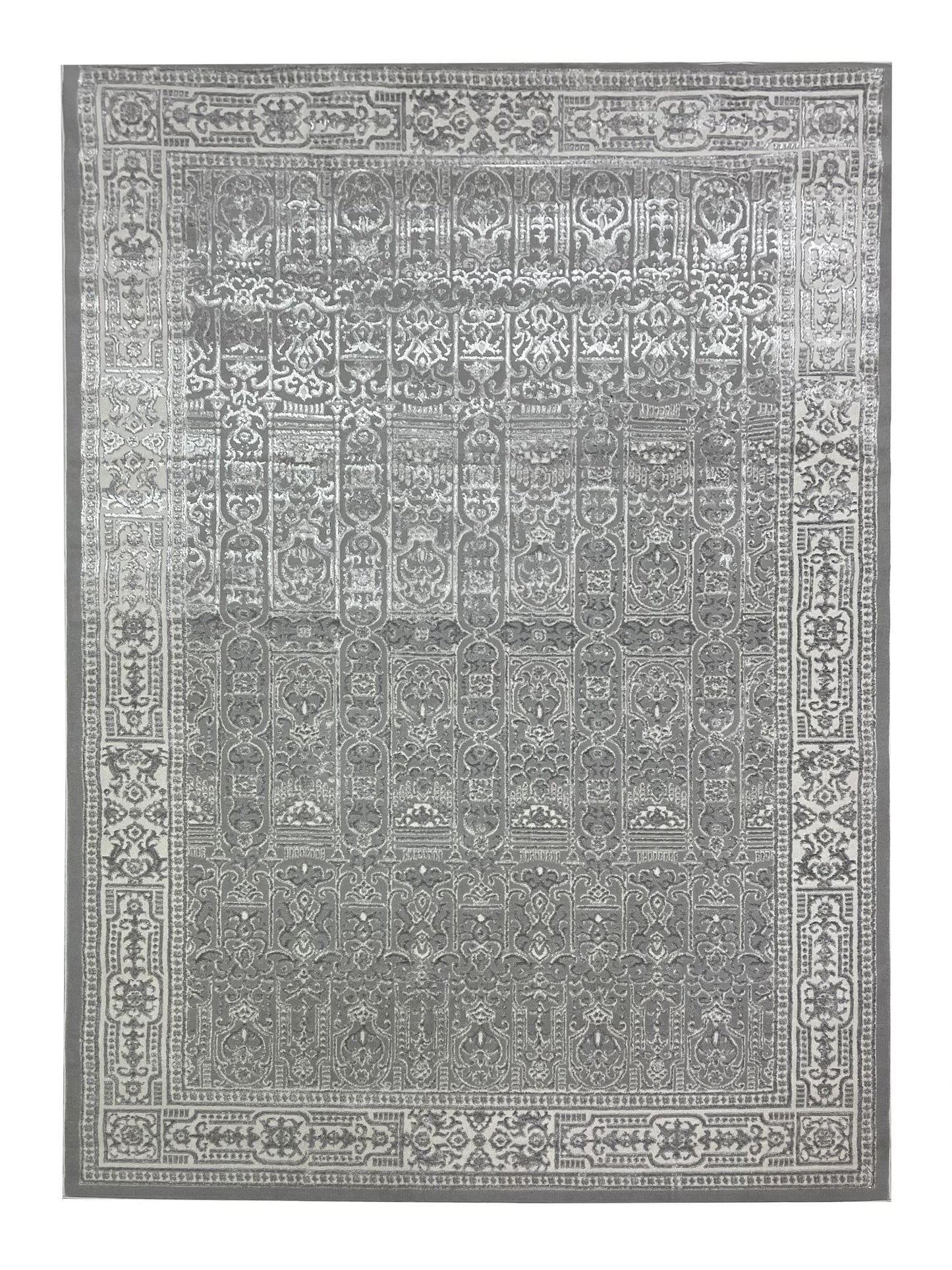 Turkish Polyester Silk.(Article-1673-grey ) Size : 6.6 ft width x 9.6 ft length ( 200 cm x 290 cm)