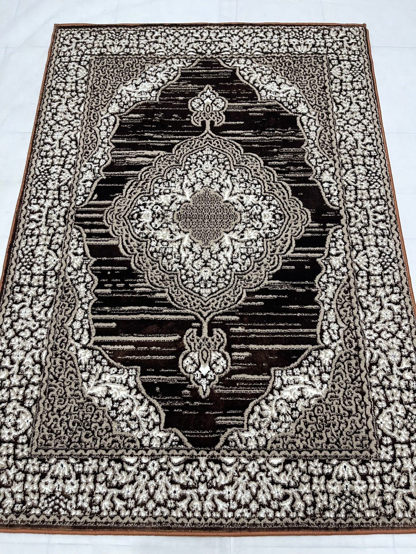 Polyester Silk Woven Rug.(Article-1563-Brown) Size : 4 ft width x 5.6 ft length