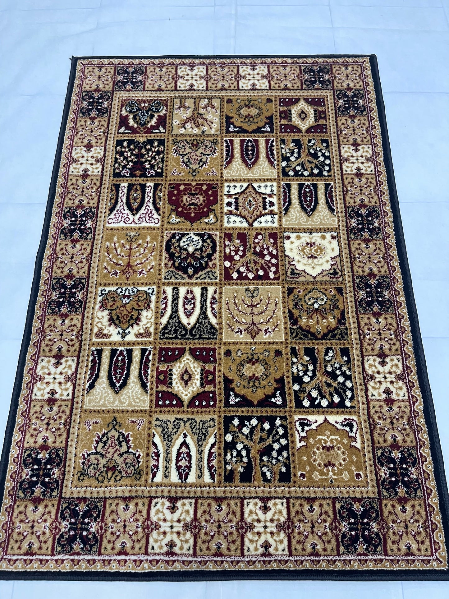 Persian Polypropylene Rug,Woven Back (Article-120-Black) Size : 3 ft width x 5 ft length (100cm x 150 cm)