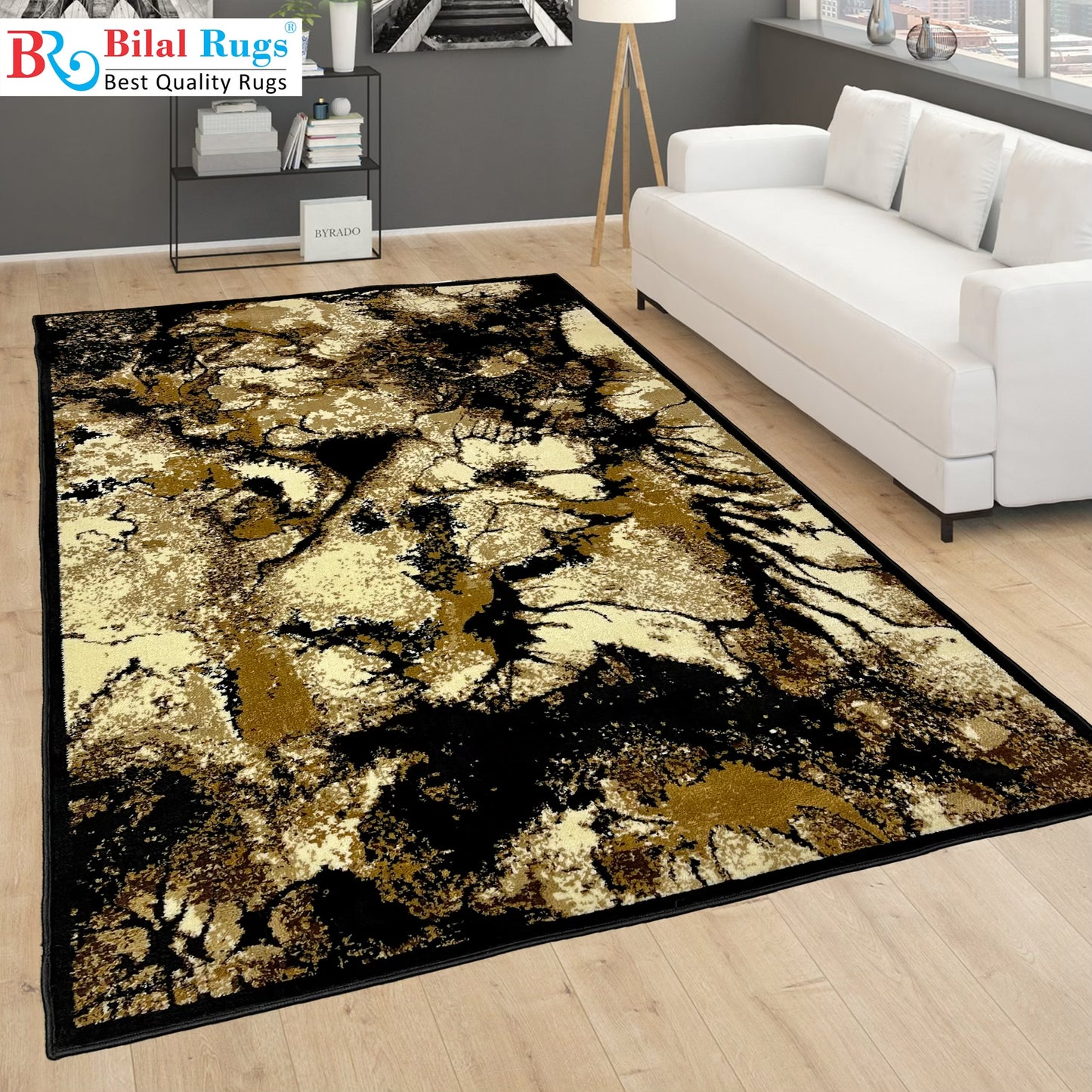 Modern polypropylene Rug,back woven(Article-1302-Black)
Size : 5ft width x 7.3ft length (150cm x 220cm)