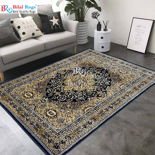 Persian Polypropylene Rug,Woven Back
(Article-88-Black)
Size : 4 ft width x 5.6 ft length (120 cm x 170 cm)