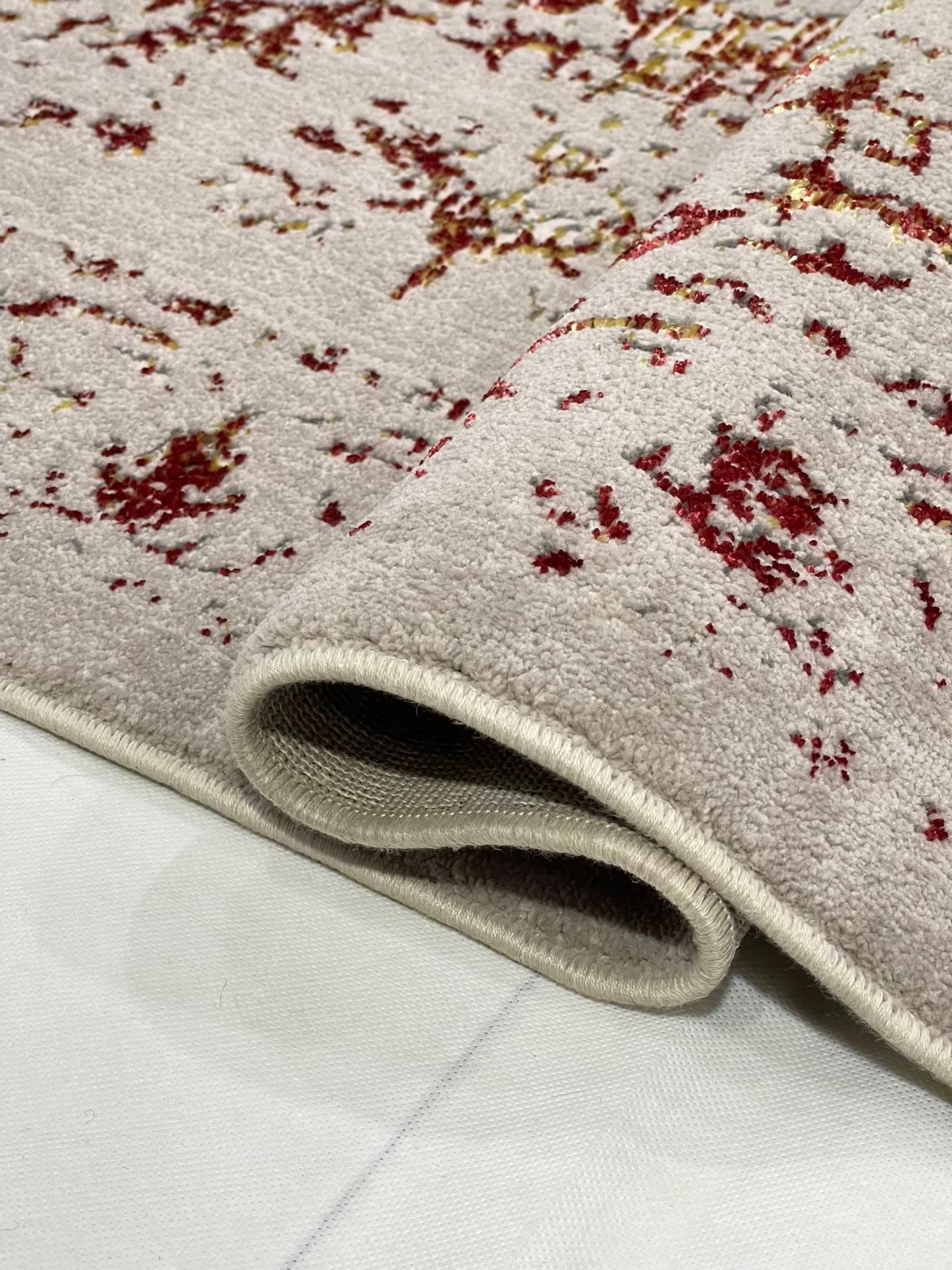 Irani viscose Rug , Woven Back Article-306-Red Size : 3 ft width x 5 ft length (100 cm x 150cm)