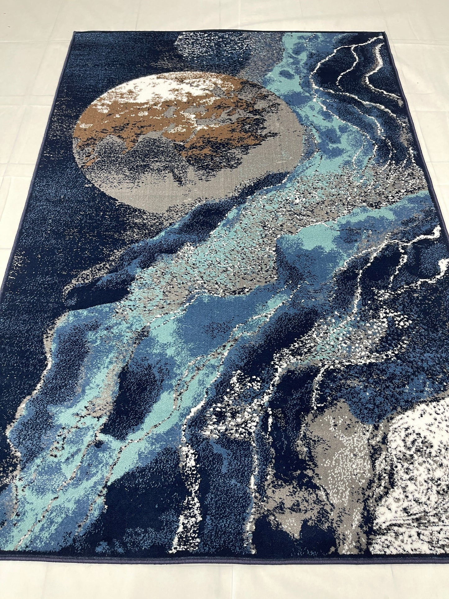 Modern polypropylene Rug,back woven(Article-5444-Blue)
Size : 5ft width x 7.3ft length (150cm x 220cm)