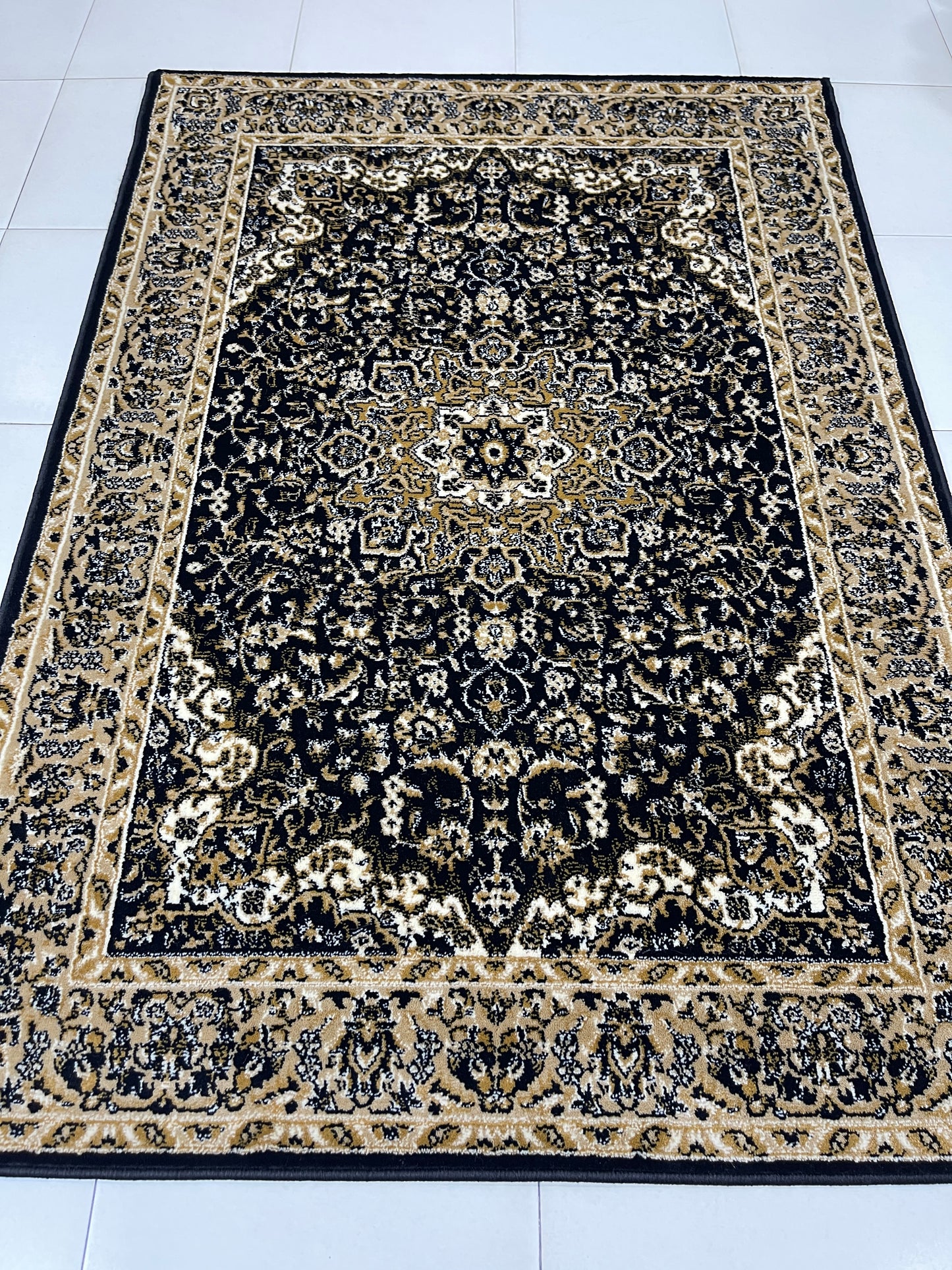 Persian polypropylene Rug,back woven(Article-20-Black)