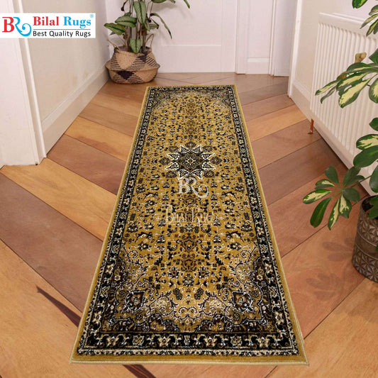 Beige Persian Polypropylene Woven Rug.
 Size : 2.6 ft width x 6.6 ft length
 (80 cm x 200cm)