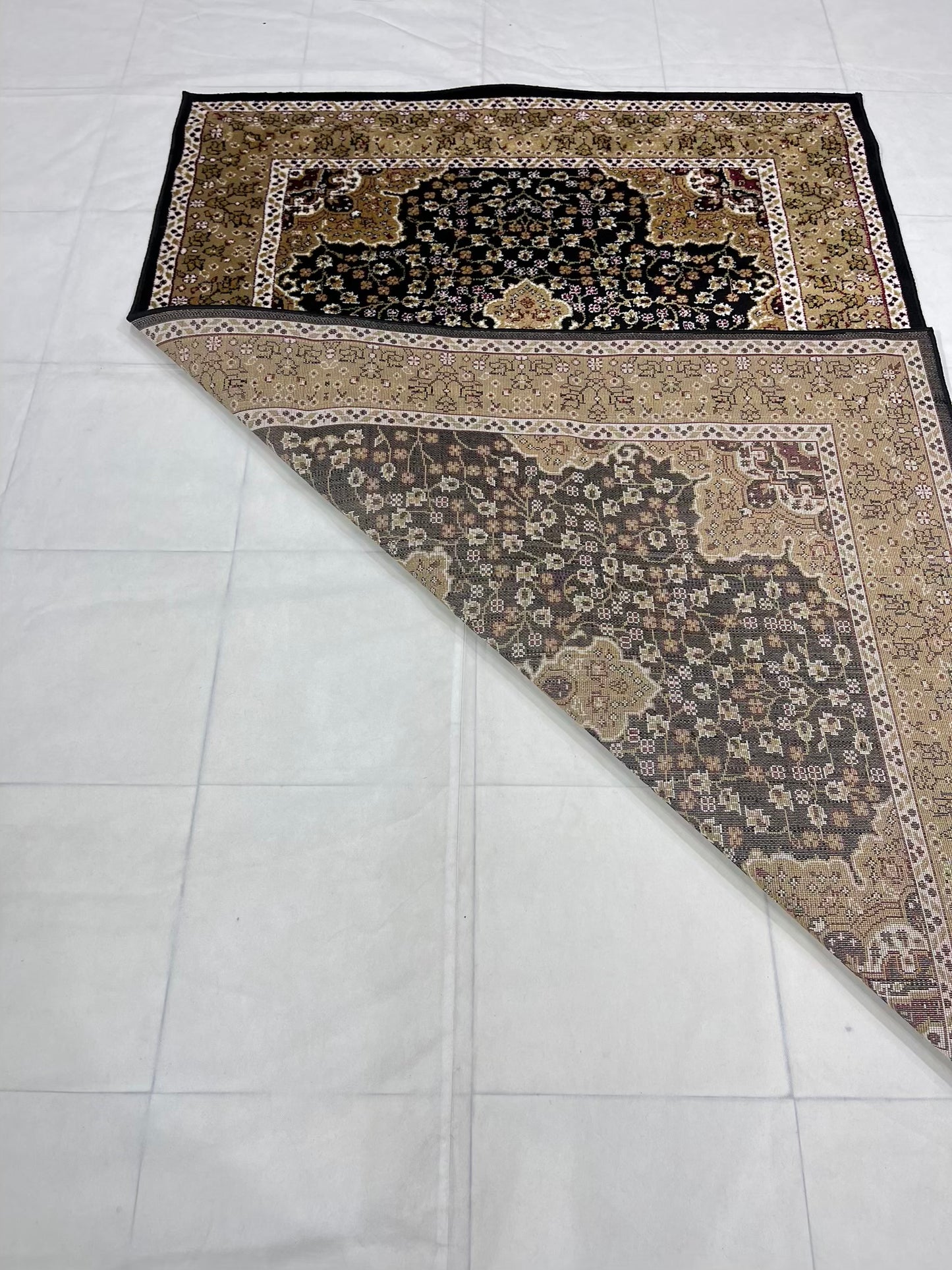 Persian polypropylene Rug,back woven(Article-766-Black)