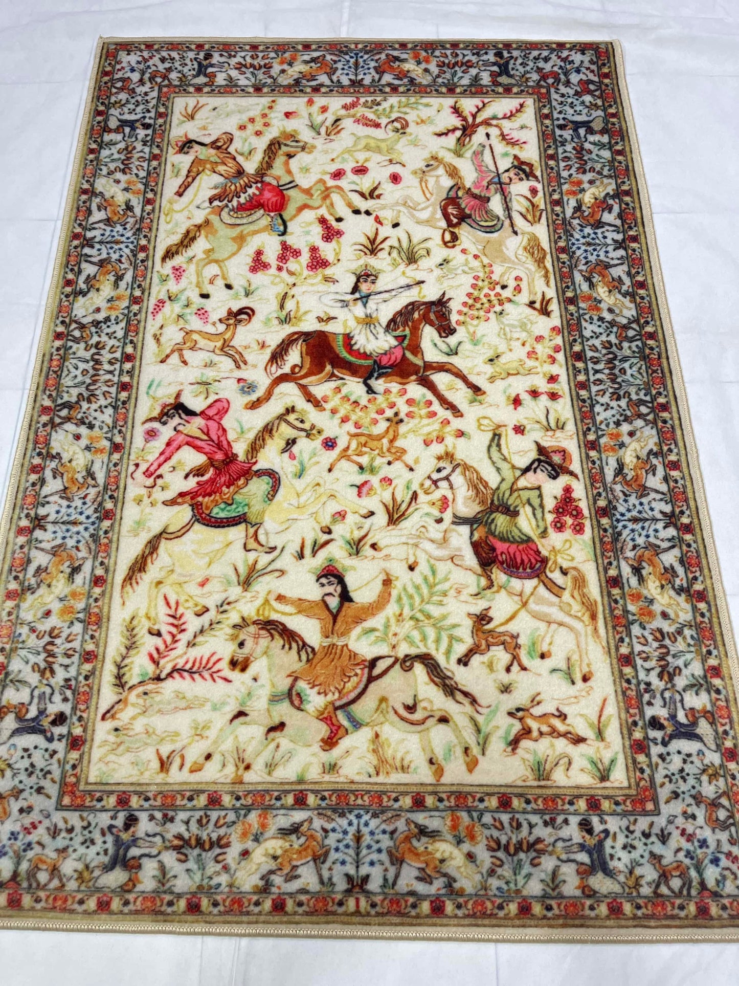 TPR Non Woven Rug. Article-06-Cream , Multi