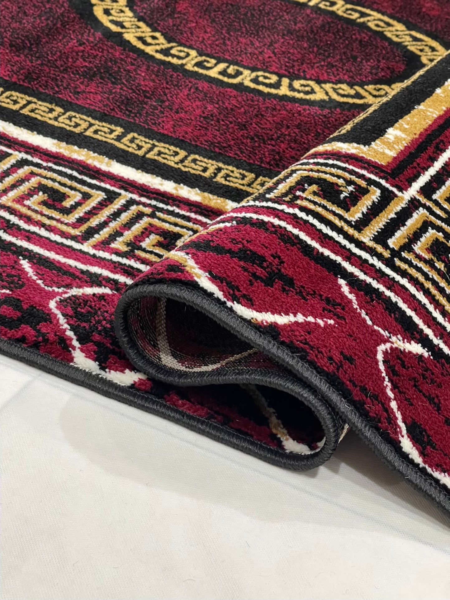 Versace Polypropylene Rug,back woven(Article-76-Red)