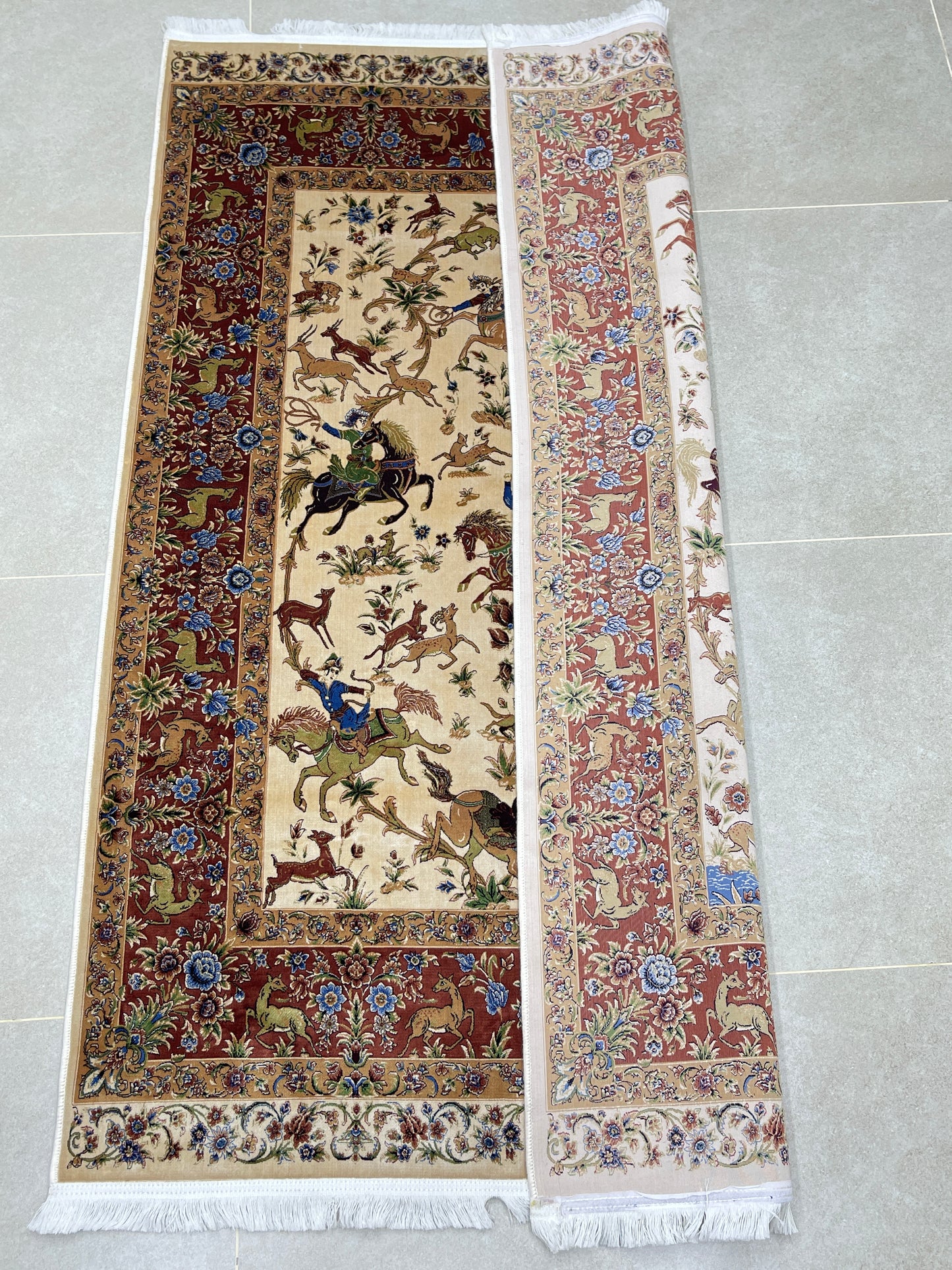 Premium Irani 1600 Reed Machine Made Rug - Off white & Multi with Cotton Back
Size : 4 ft width x 6 ft length (120cm x 170cm)