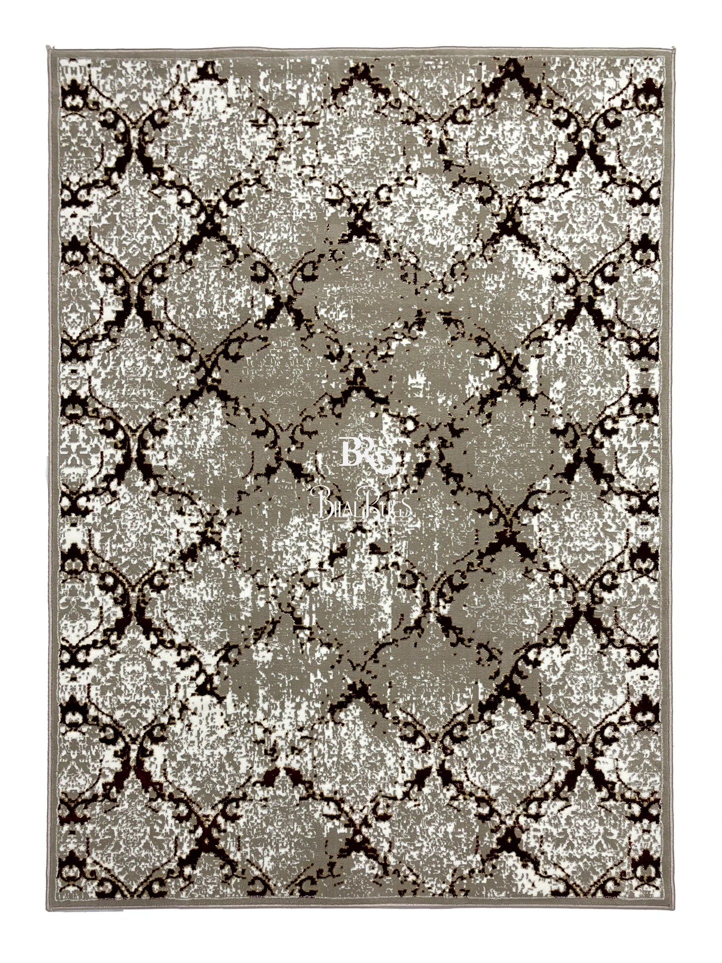 Pakistani Silk Woven Rug.(Article-1469-Light Beige , Red) Size : 5ft width x 7.3ft length (150cm x 220cm)
