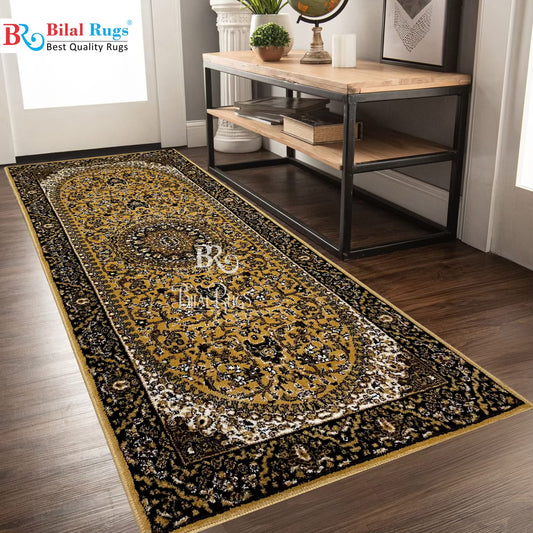 Gold Persian Polypropylene Woven Runner.
Size : 2.6 ft width x 6.6 ft length 
(80 cm x 200 cm)