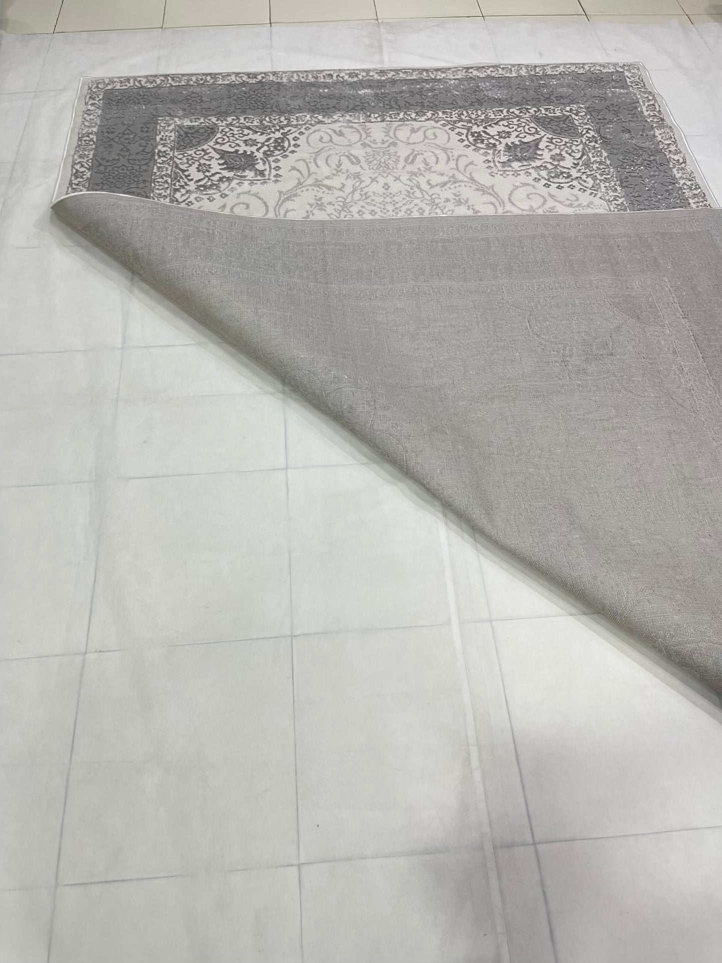 Turkish Polyester Silk.(Article-1601-Off white ) Size : 6.6 ft width x 9.6 ft length ( 200 cm x 290 cm)