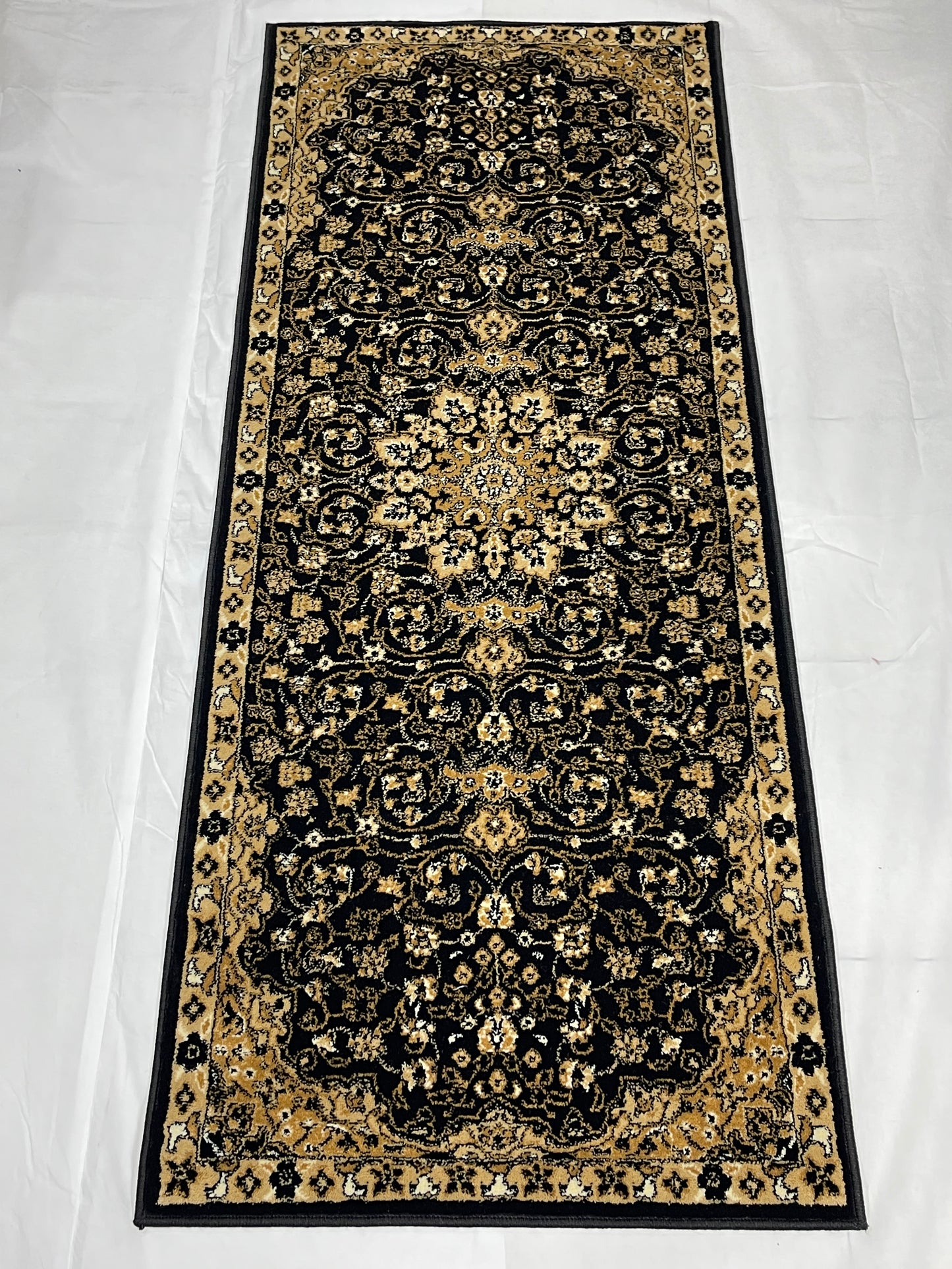 Black Persian Polypropylene Woven Rug.
Size : 2.6 ft width x 6.6 ft length
(80 cm x 200cm)