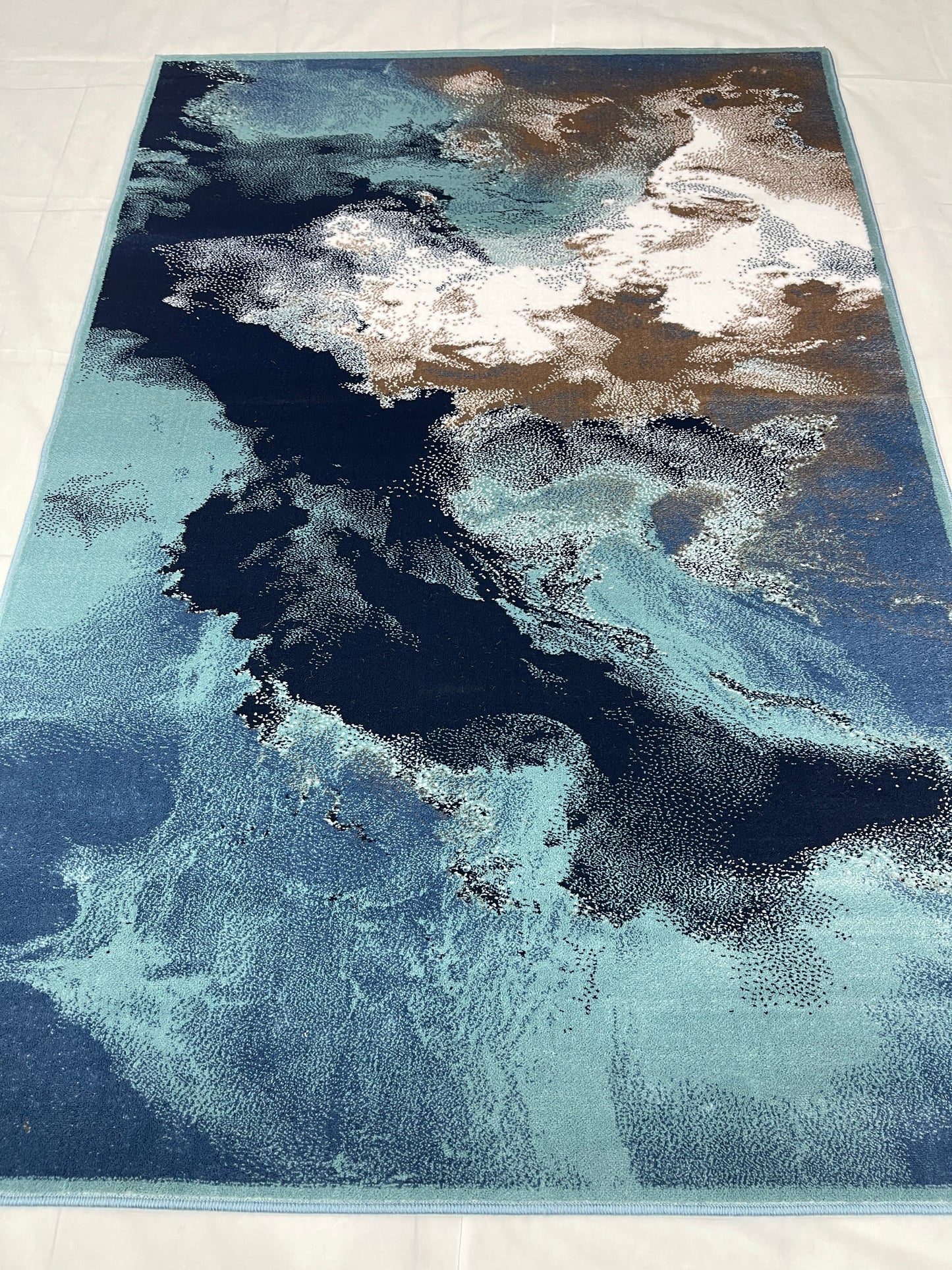 Modern Polypropylene Rug,back woven(Article-1654-Feroze) Size : 5ft width x 7.3ft length (150cm x 220cm)