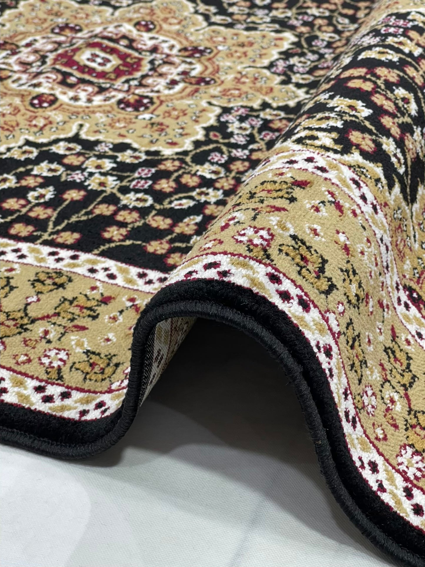 Persian polypropylene Rug,back woven(Article-766-Black)