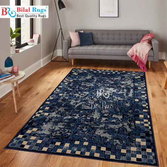 Modern polypropylene Rug,back woven(Article-1021-Blue)
Size : 5ft width  x 7.3ft length (150cm x 220cm)