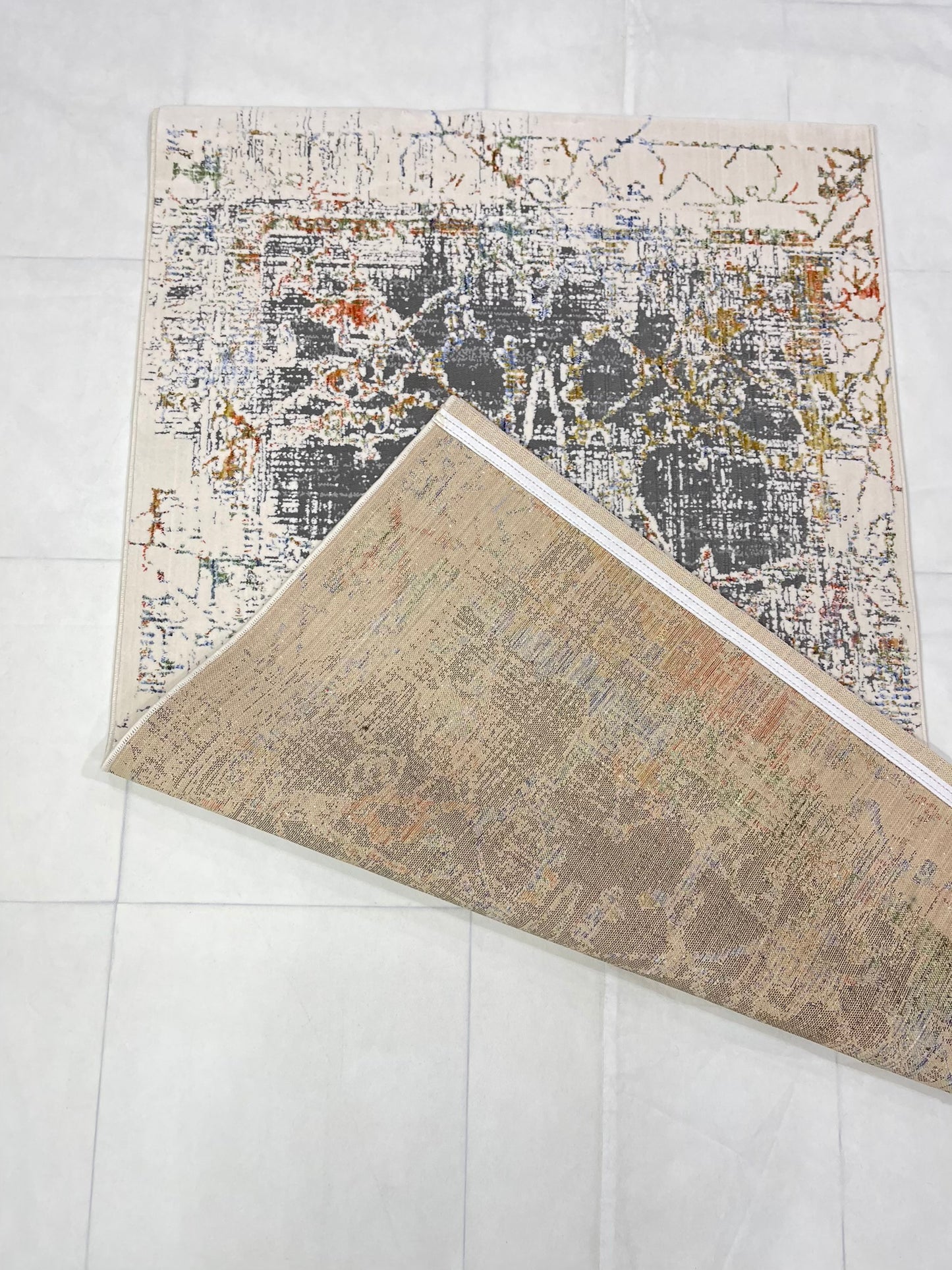 Irani viscose Rug , Woven Back Article-315-Multi Size : 3 ft width x 5 ft length (100 cm x 150cm)
