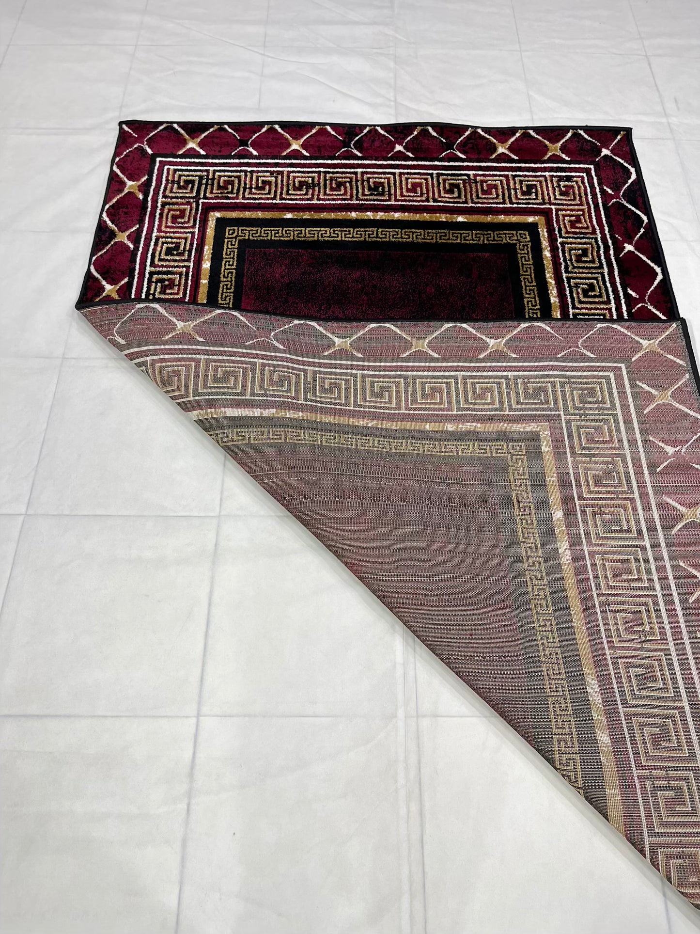 Versace Polypropylene Rug,back woven(Article-76-Red)