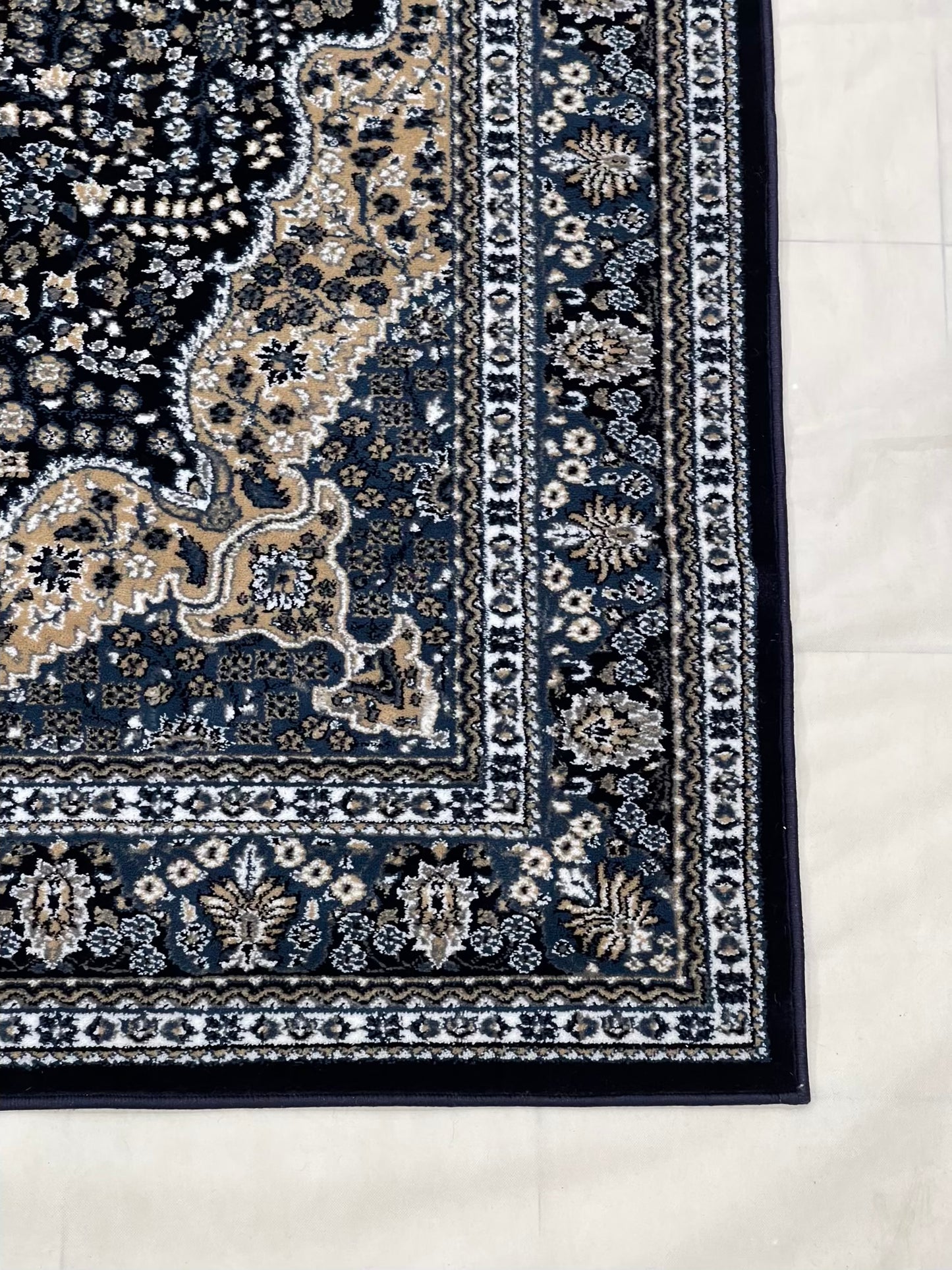 Persian polypropylene Rug,back woven(Article-25-Blue) Size : 6.6 ft width x 9.6 ft length (200cm x 290cm)