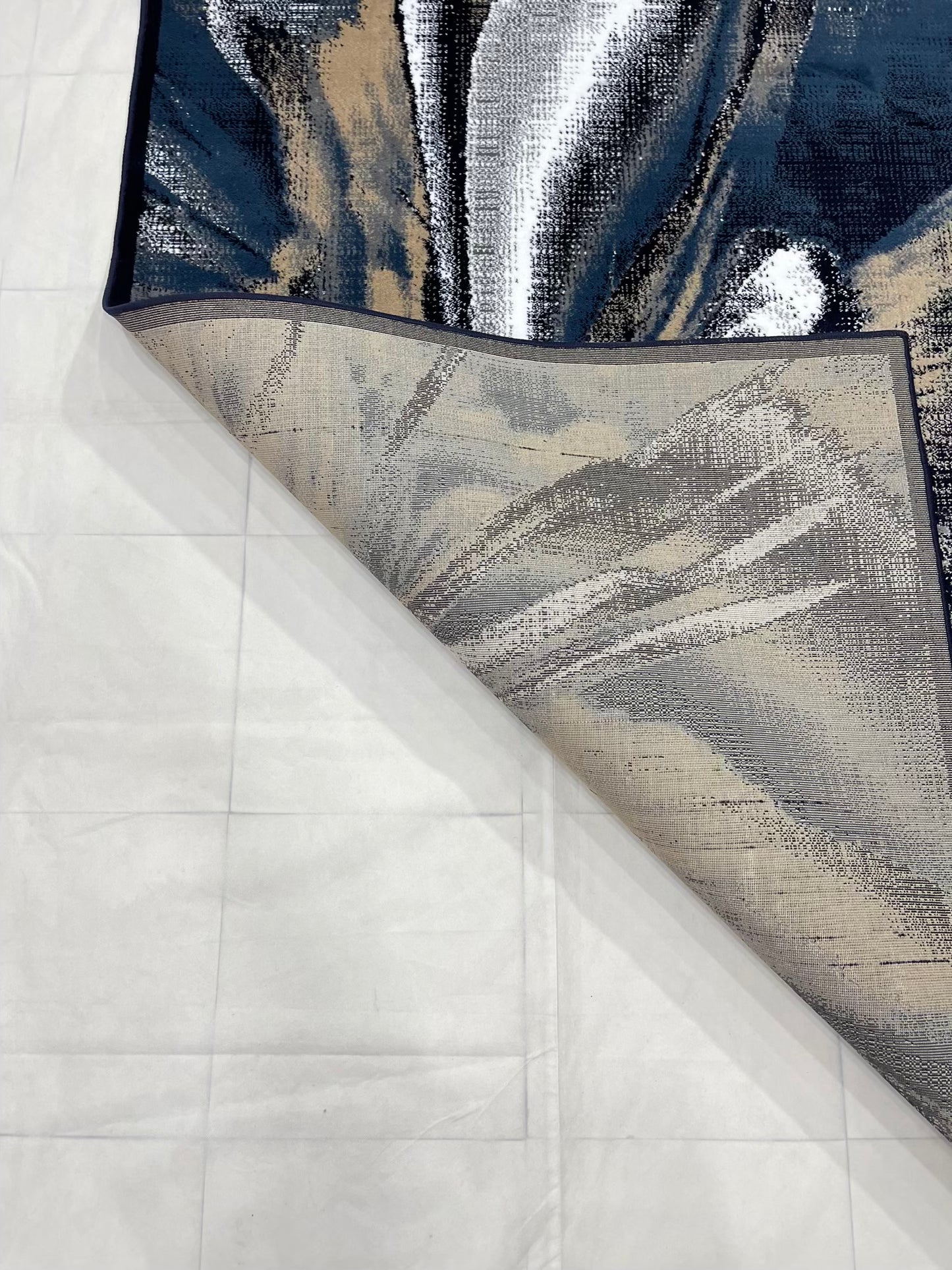 Modern polypropylene Rug,back woven(Article-1777-Blue) Size : 5 ft width x 7.3 ft length ( 150 cm x 220 cm)