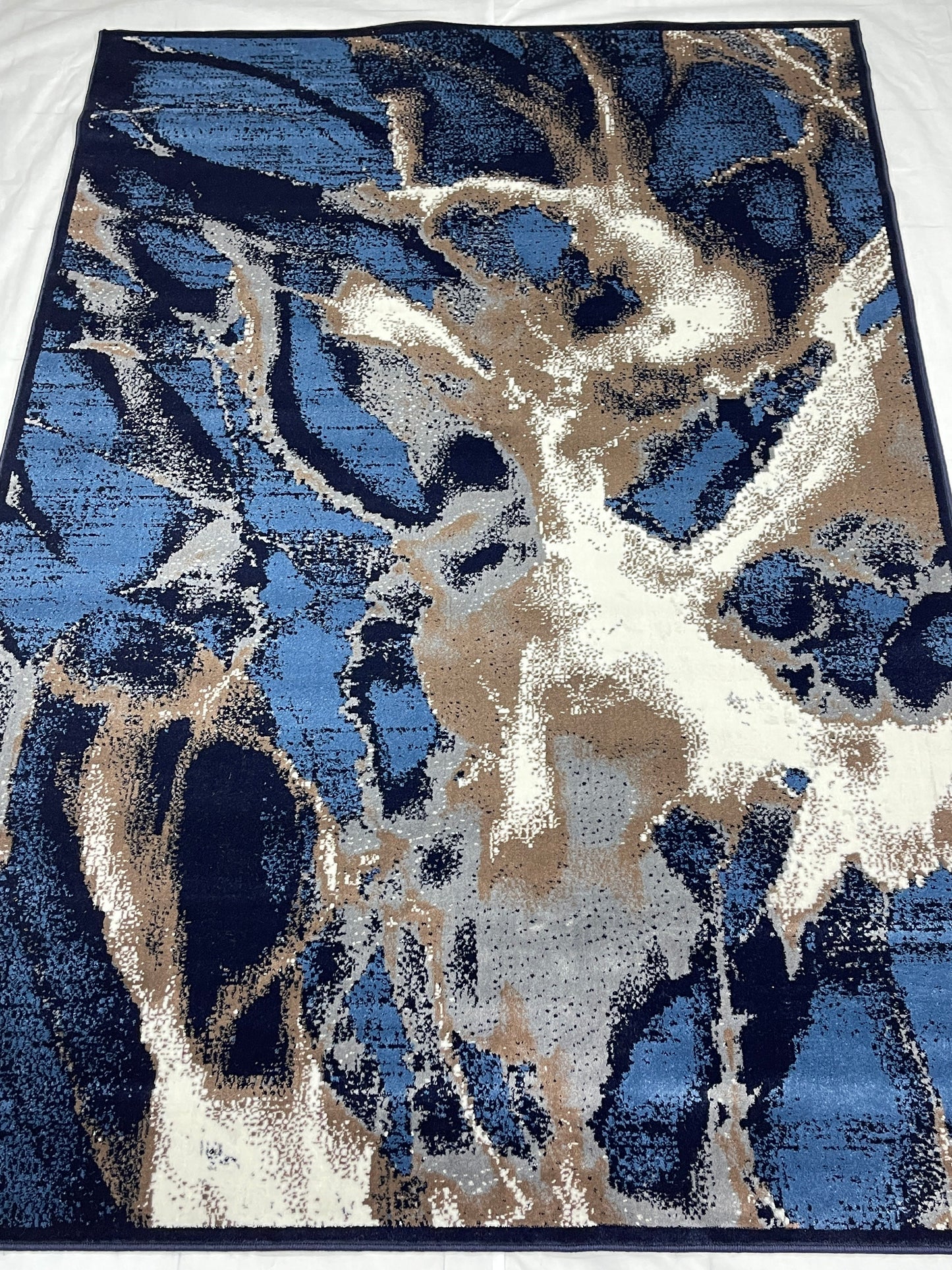 Modern Polypropylene Rug,back woven(Article-126-Dark Blue) Size : 6.6 ft width x 9.6 ft length (200cm x 290cm)