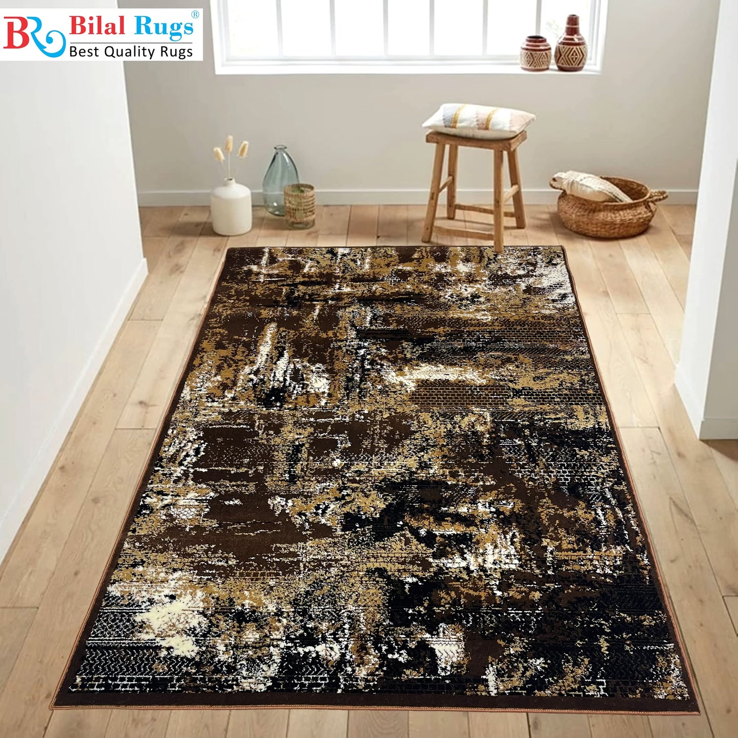 Modern polypropylene Rug,back woven(Article-1280-Brown)
Size : 5ft width x 7.3ft length (150cm x 220cm)