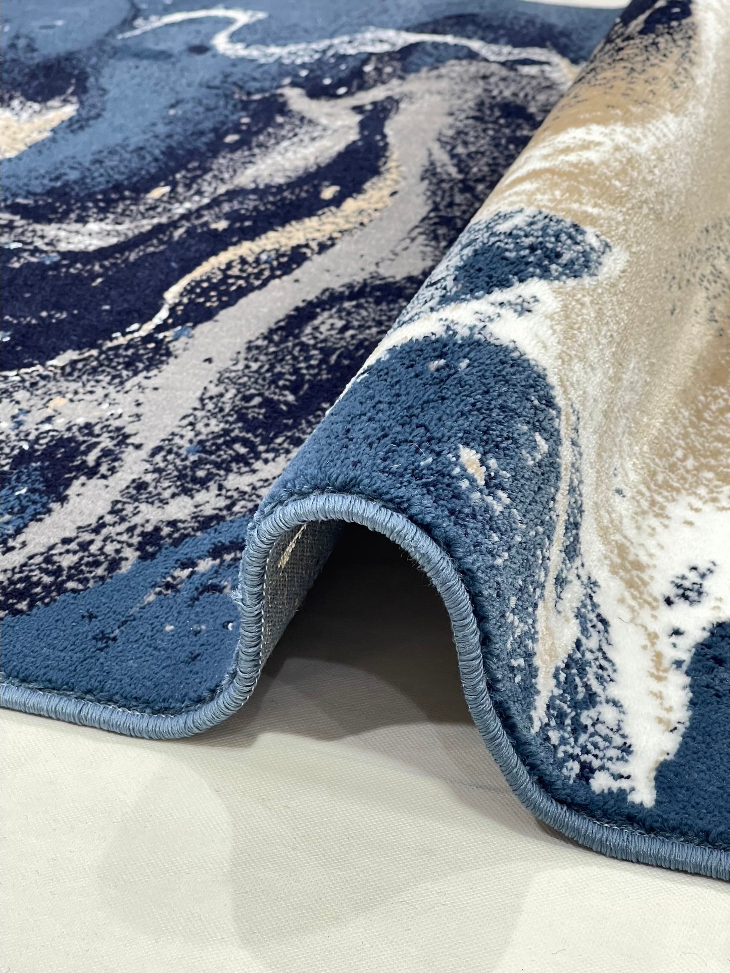 Modern polypropylene Rug,back woven (Article-175-Blue) Size : 4 ft width x 5.6 ft length (120 cm x 170 cm)