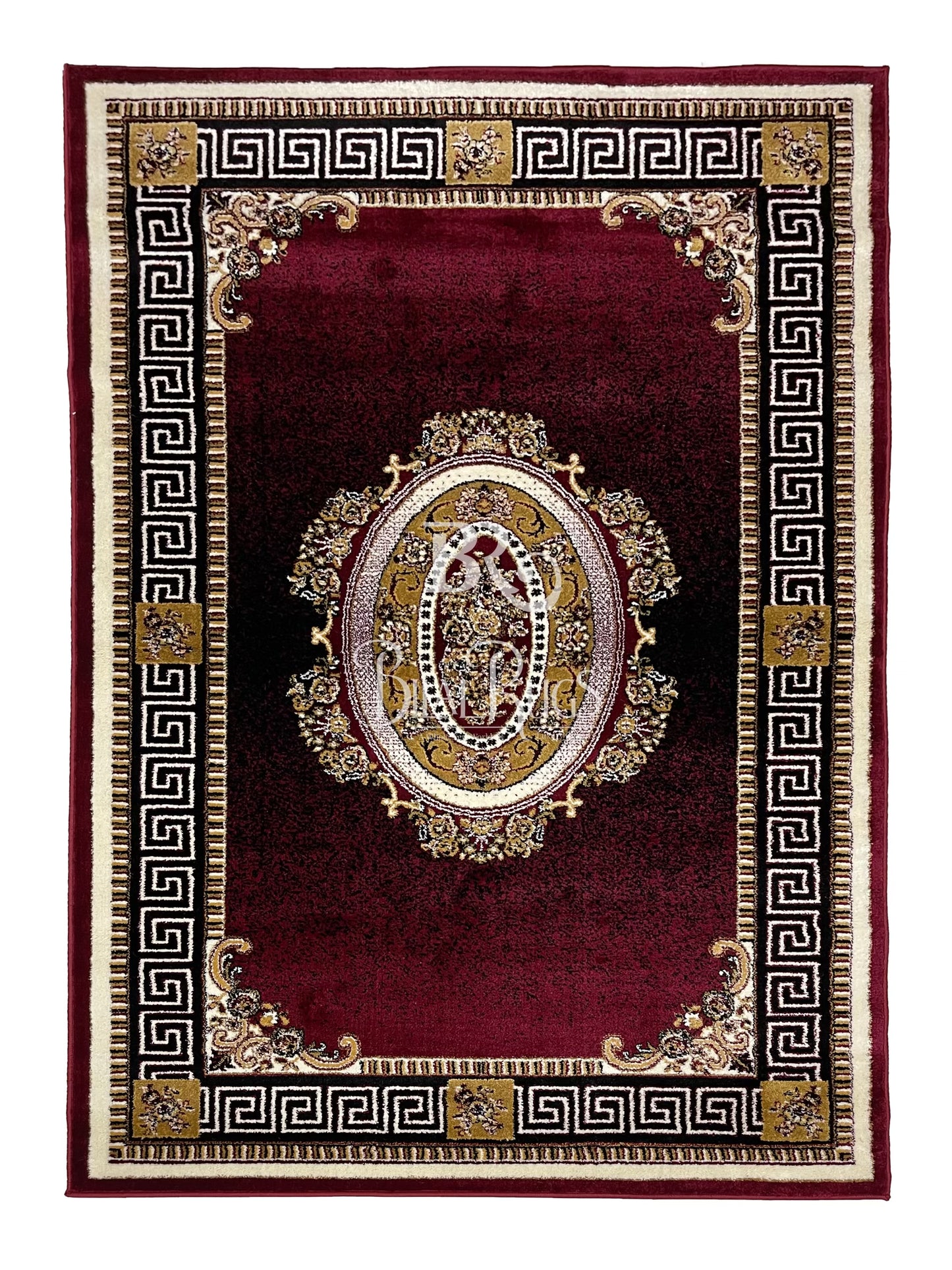 Versace Polypropylene woven Rug.
Article-75-Red
Size : 5ft width x 7.3ft length (150cm x 220cm)