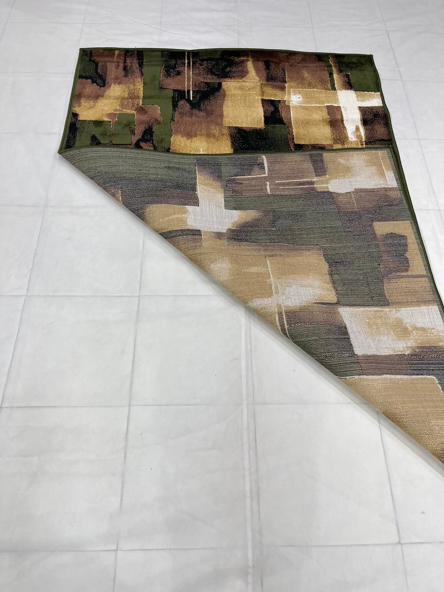 Modern polypropylene Rug,back woven(Article-1777-Green) Size : 5 ft width x 7.3 ft length ( 150 cm x 220 cm)