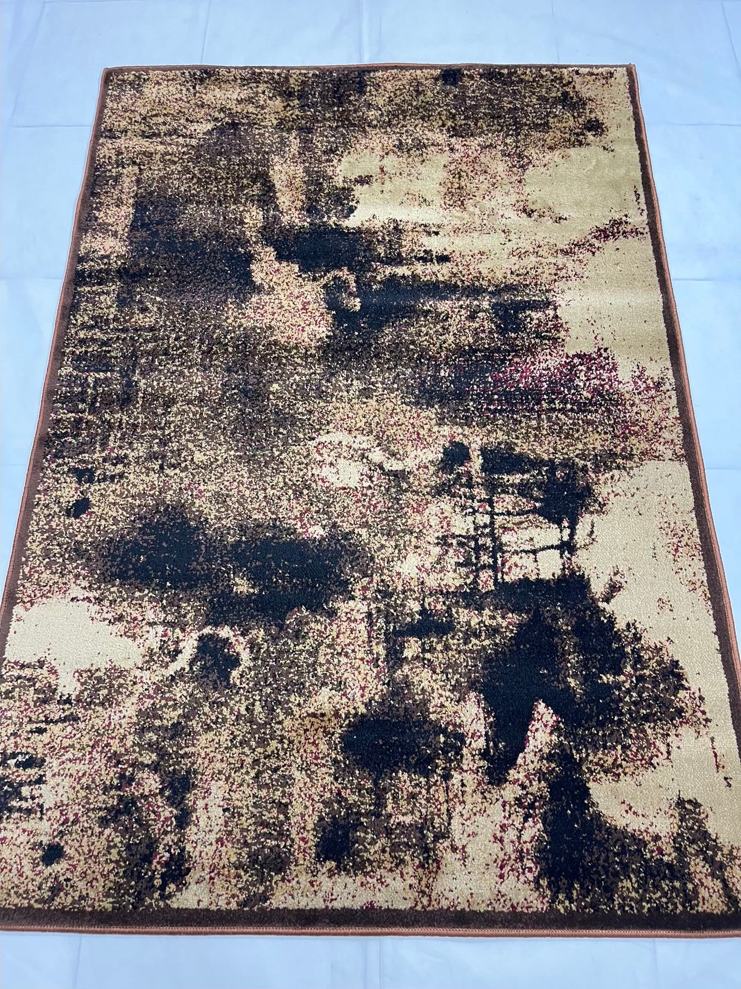 Modern Polypropylene Rug,Woven Back (Article-171-Brown) Size : 4 ft width x 5.6 ft length (120 cm x 170 cm)