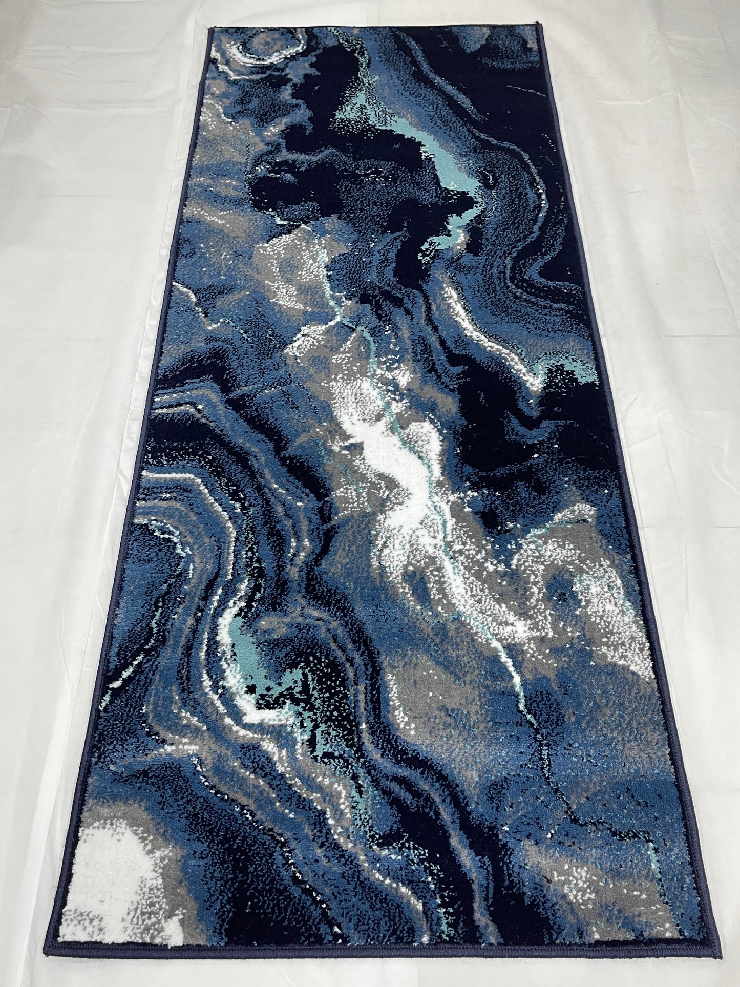 Dark Blue Modern Polypropylene Woven Rug. Size : 2.6 ft width x 6.6 ft length (80 cm x 200cm)