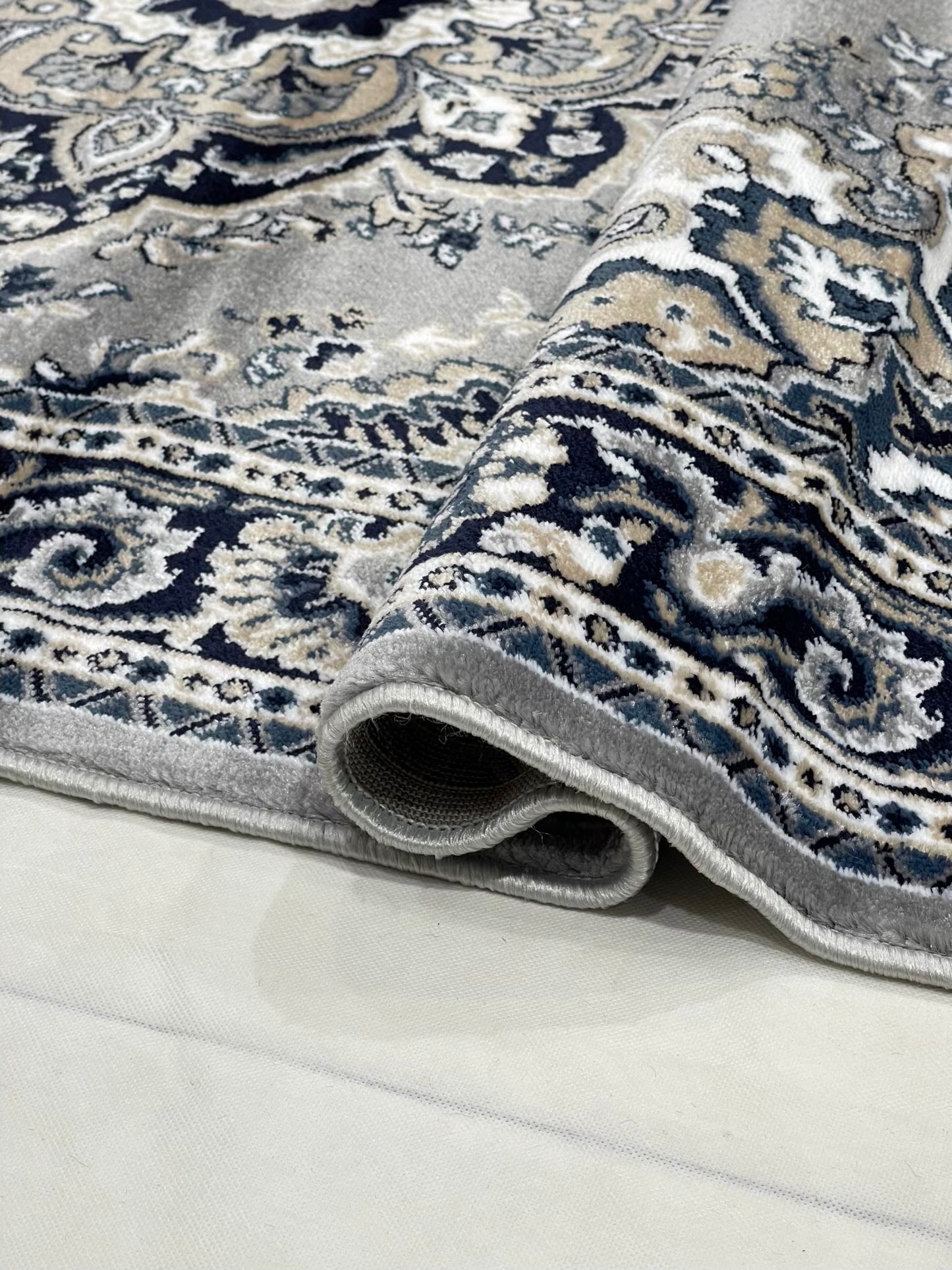 Persian Polypropylene Rug,Back Woven(Article-56-Grey)
Size : 5ft width x 7.3ft length (150cm x 220cm)