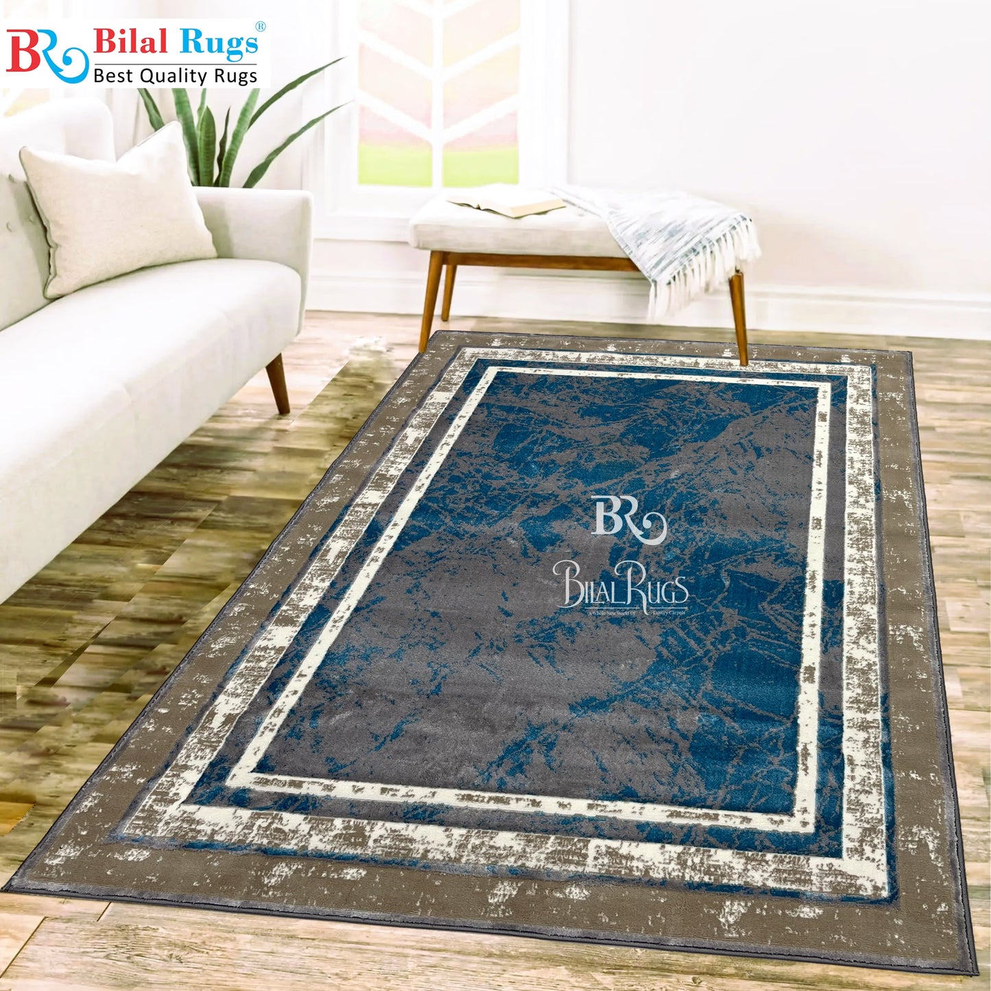 Pakistani Silk Woven Rug.(Article-1463-Grey , Feroze) Size : 5ft width x 7.3ft length (150cm x 220cm)