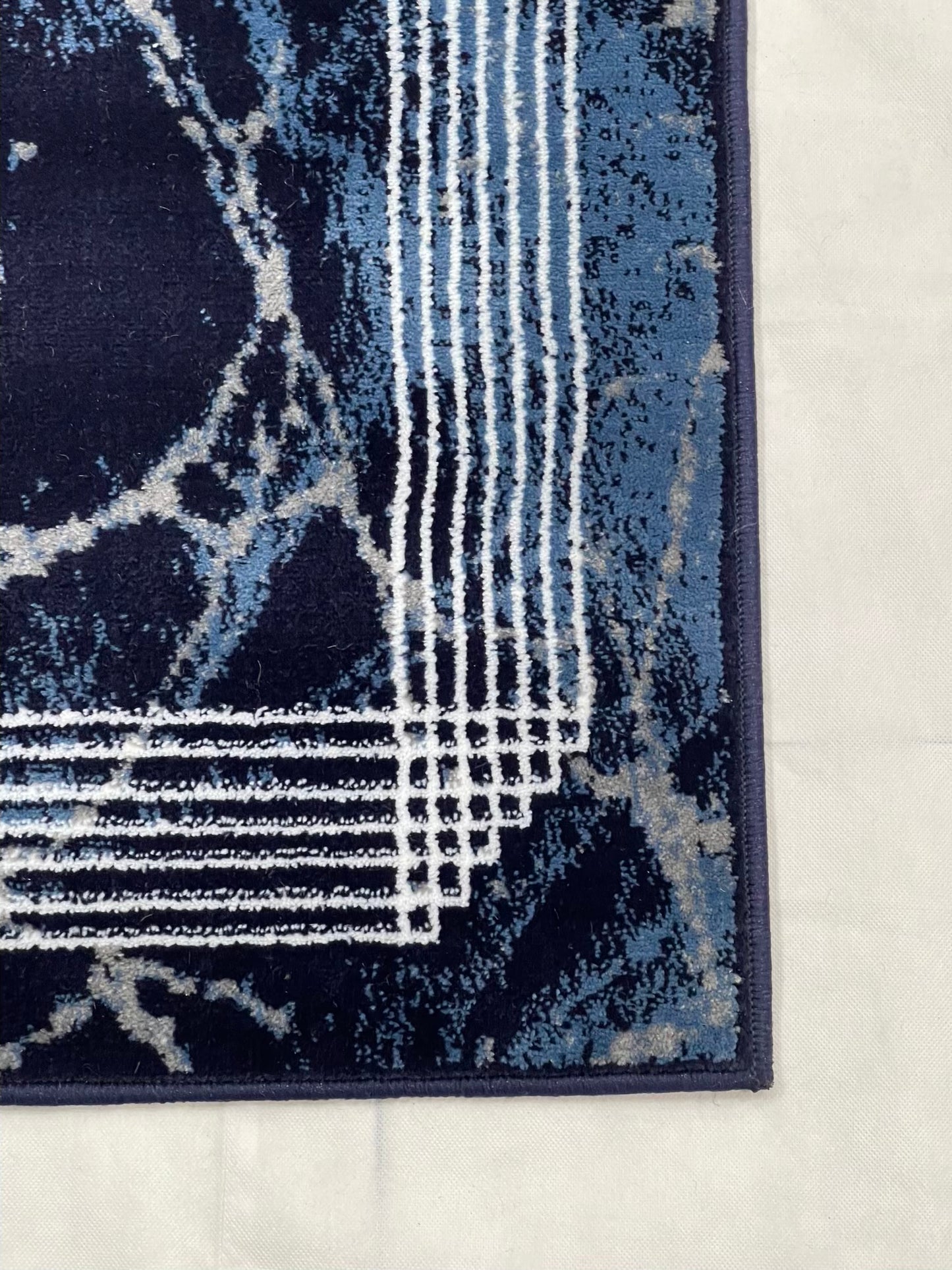 Blue Modern Polypropylene Woven Runner. Size : 2.6 ft width x 6.6 ft length (80 cm x 200 cm)