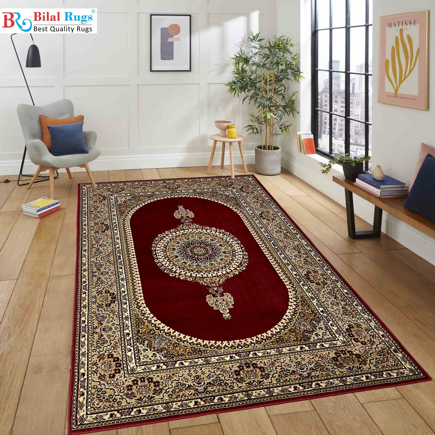 Persian polypropylene Rug,back woven(Article-22-Red)