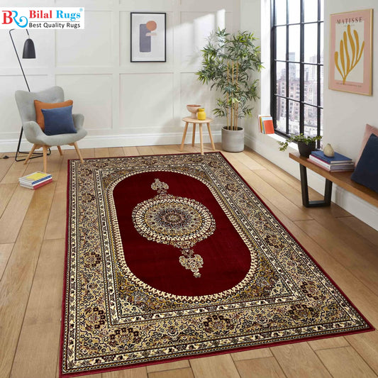 Persian polypropylene Rug,back woven(Article-22-Red)