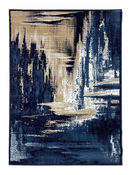 Modern polypropylene Rug,back woven (Article-179-Blue) Size : 4 ft width x 5.6 ft length (120 cm x 170 cm)