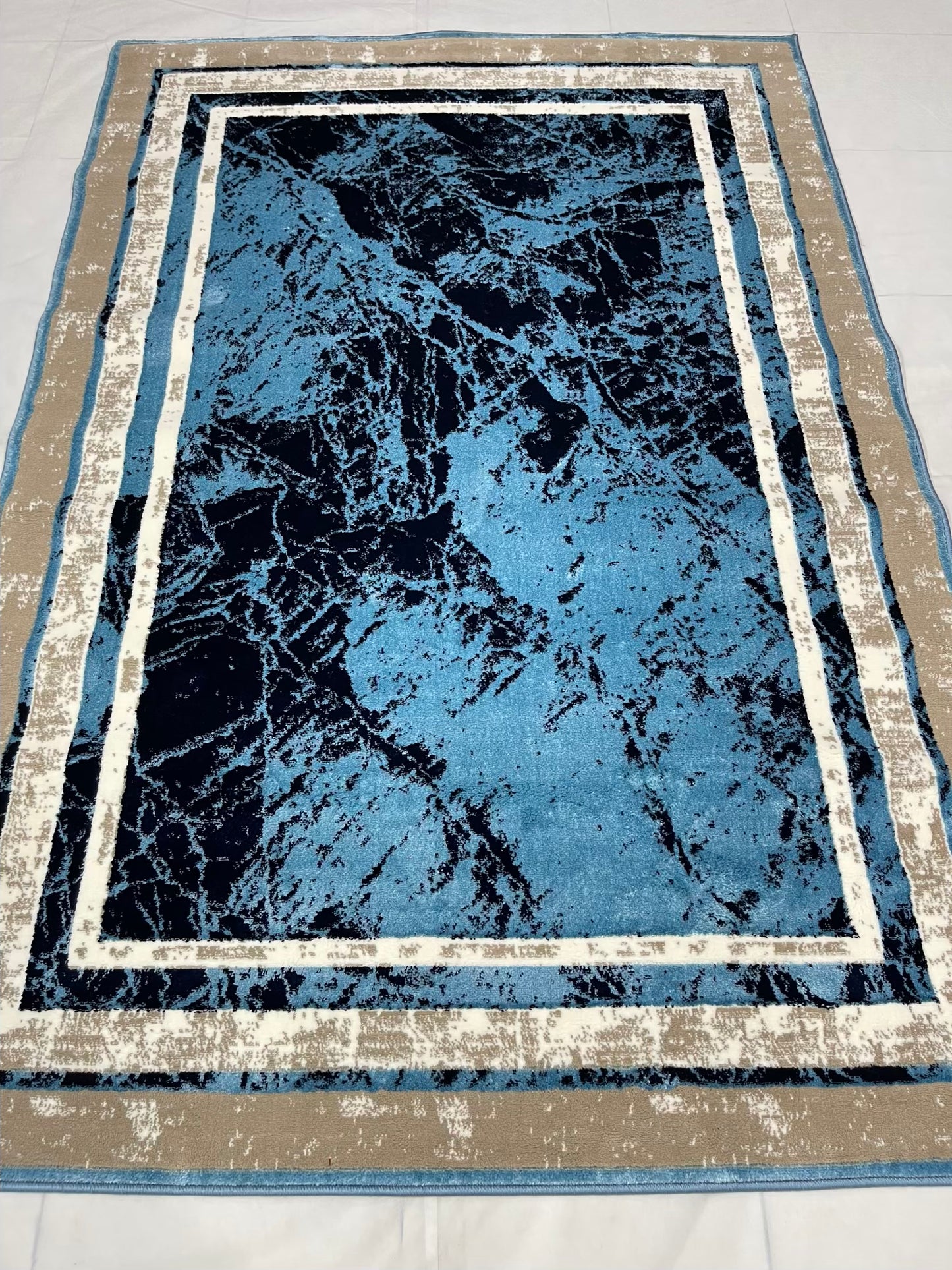 Pakistani Silk Woven Rug.(Article-1452-Feroze) Size : 5ft width x 7.3ft length (150cm x 220cm)