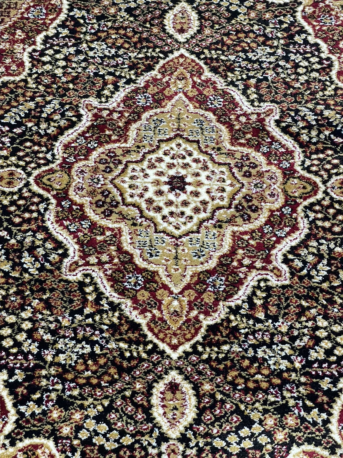 Persian Polypropylene Rug,Woven Back (Article-25-Black,Red) Size : 4 ft width x 5.6 ft length (120 cm x 170 cm)
