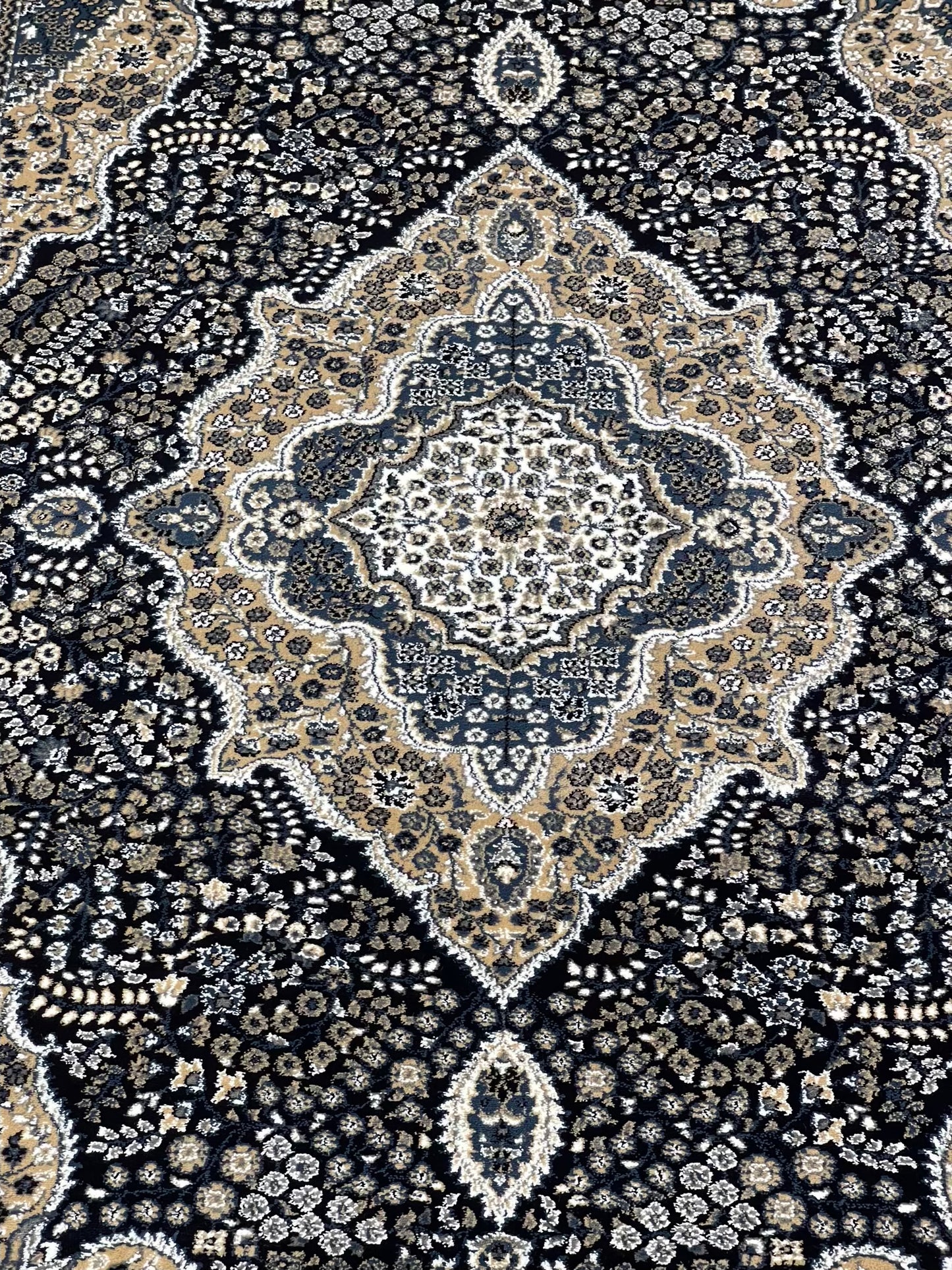 Persian polypropylene Rug,back woven(Article-25-Blue) Size : 6.6 ft width x 9.6 ft length (200cm x 290cm)