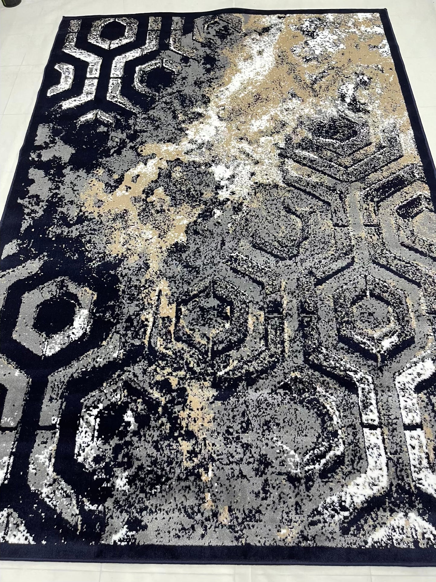 Modern polypropylene Rug,back woven(Article-1560-Blue)