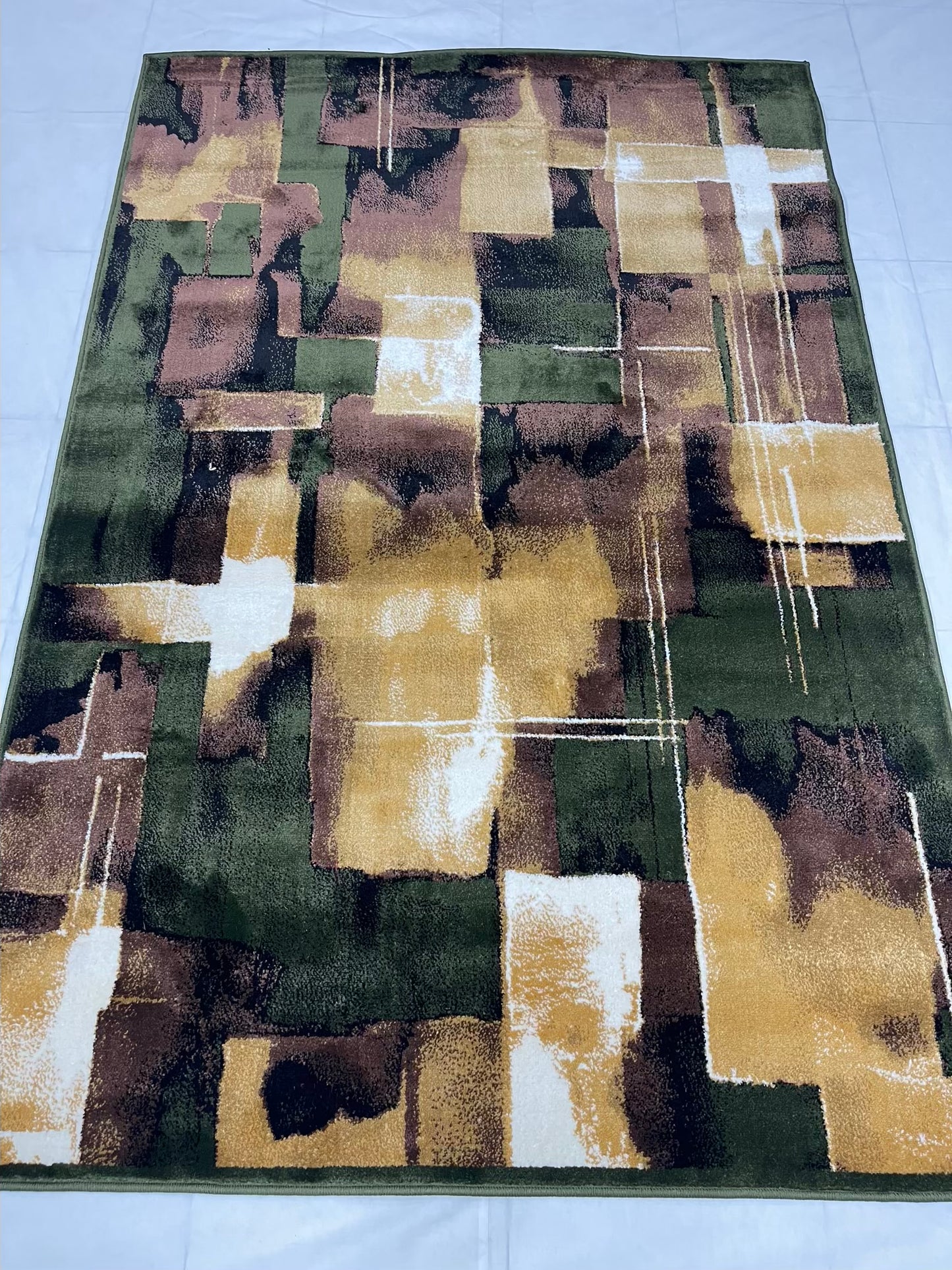 Modern polypropylene Rug,back woven(Article-1777-Green) Size : 5 ft width x 7.3 ft length ( 150 cm x 220 cm)