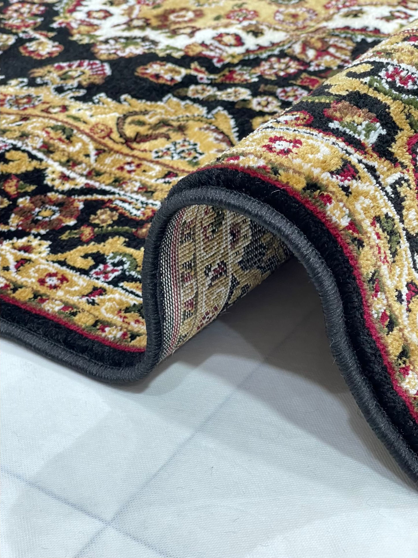 Persian Polypropylene Rug,back woven(Article-55-Black)
Size : 5ft width x 7.3ft length (150cm x 220cm)